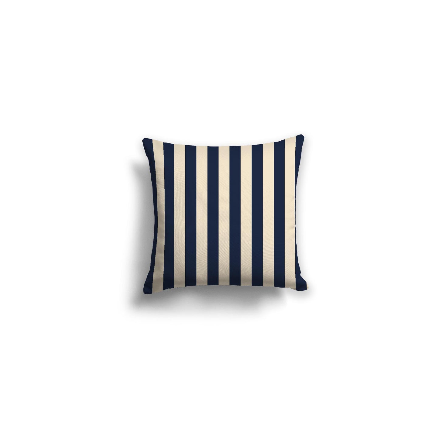 Beige Spun Polyester Throw Pillow with Navy Blue Bars on Front 14 x 14 inches / 36 x 36 cm