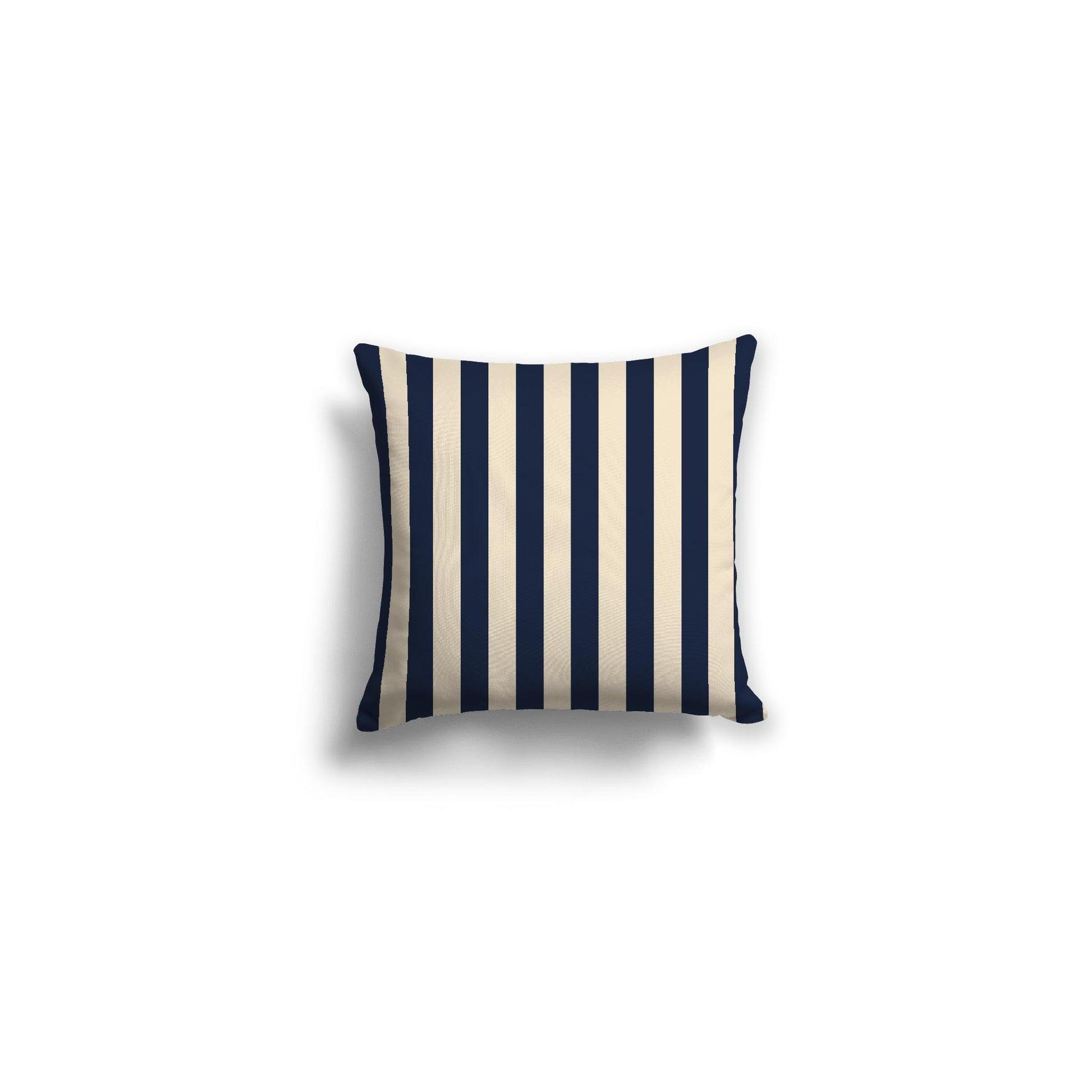 Beige Spun Polyester Throw Pillow with Navy Blue Bars on Front 14 x 14 inches / 36 x 36 cm