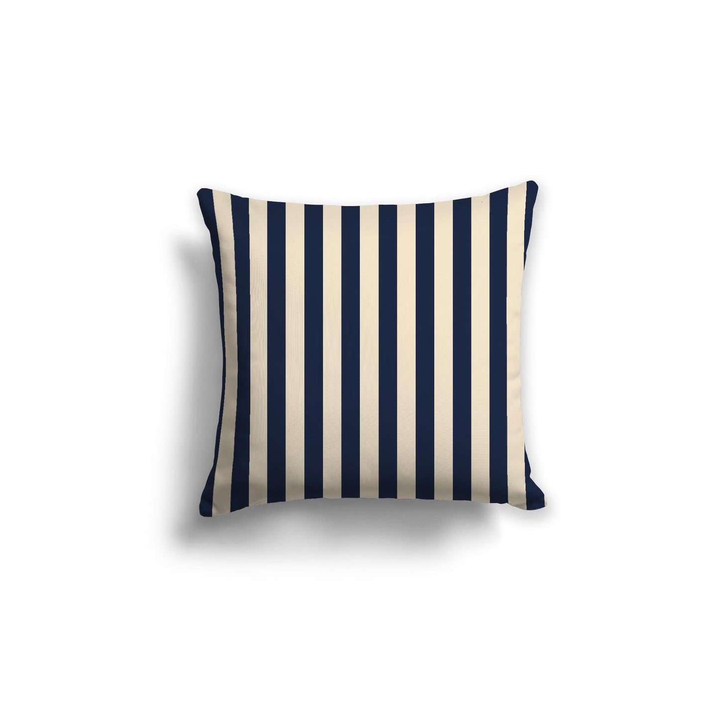 Beige Spun Polyester Throw Pillow with Navy Blue Bars on Front 18 x 18 inches / 46 x 46 cm