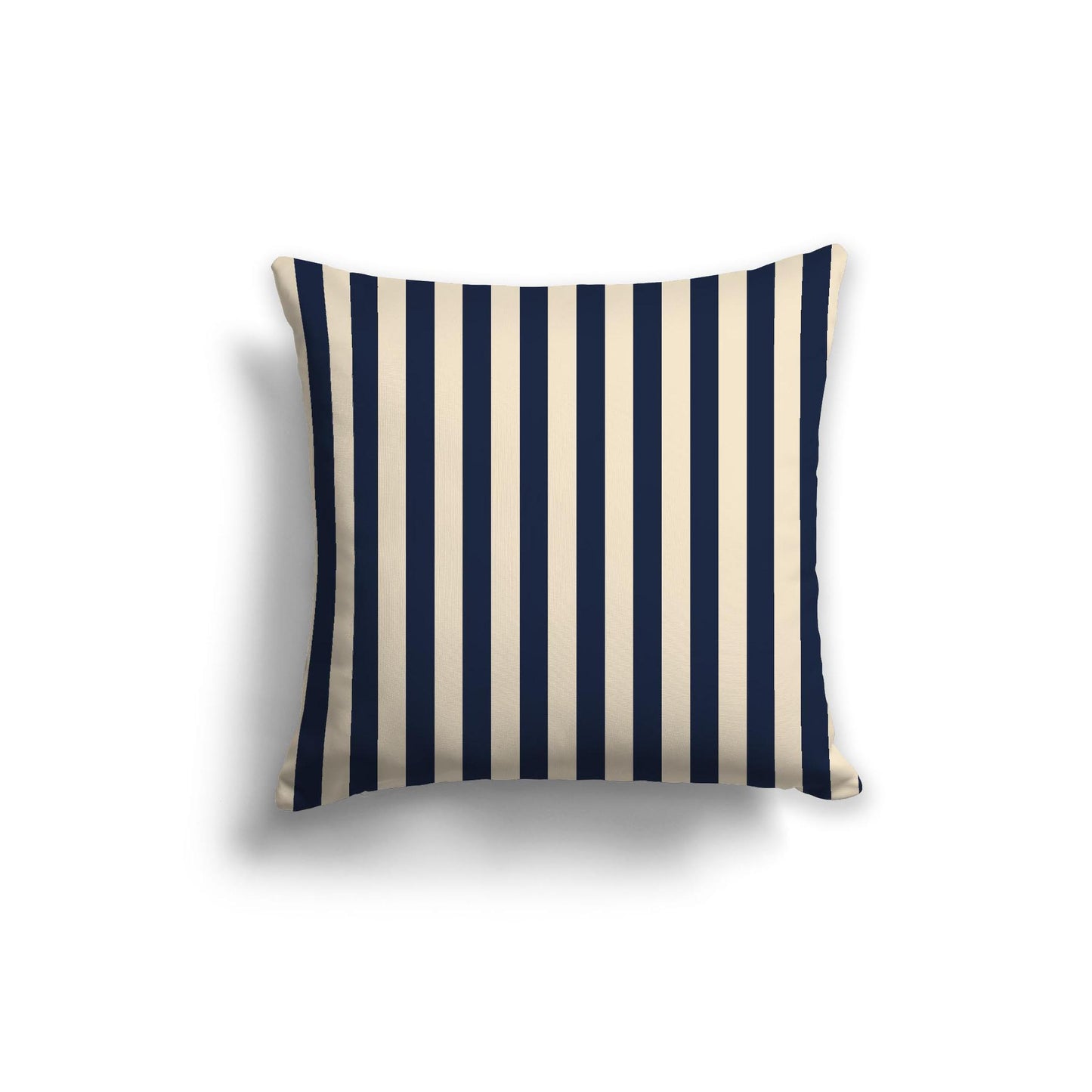 Beige Spun Polyester Throw Pillow with Navy Blue Bars on Front 20 x 20 inches / 51 x 51 cm