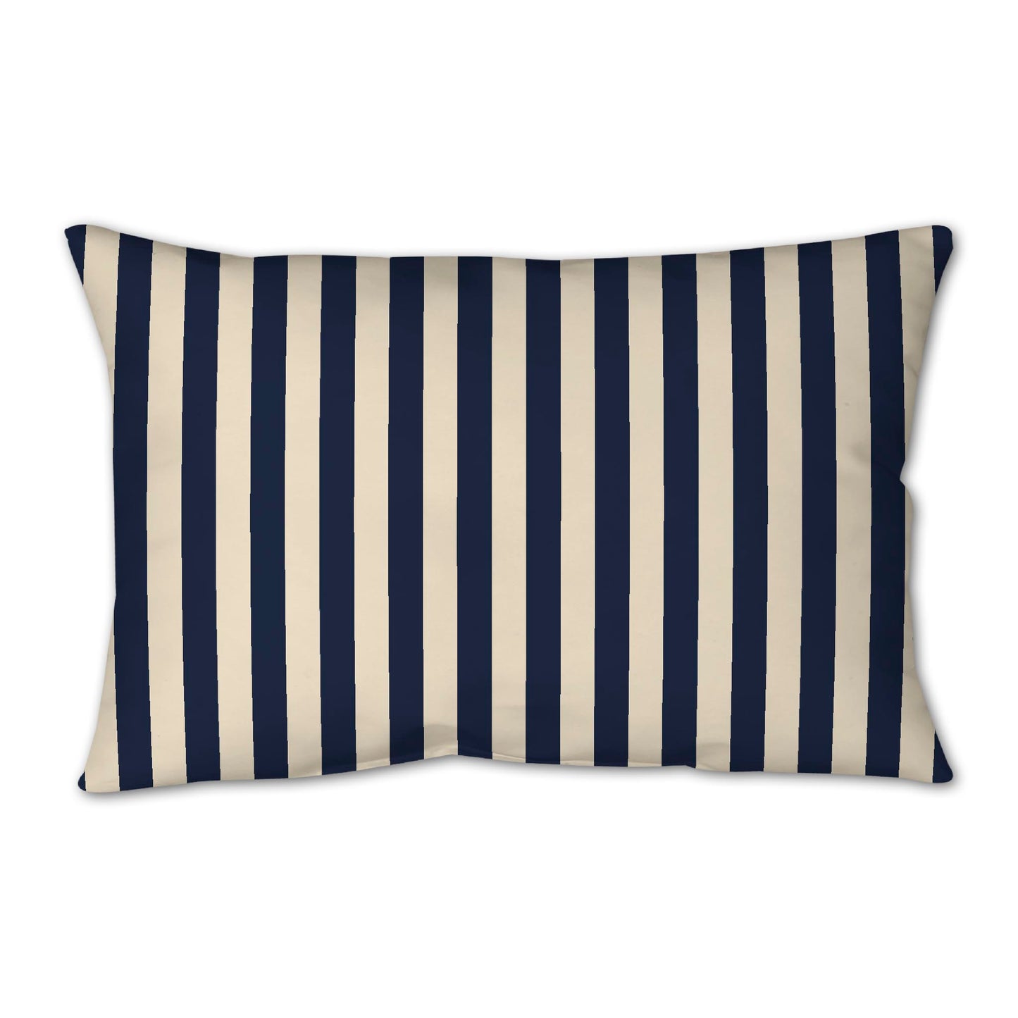 Beige Spun Polyester Throw Pillow with Navy Blue Bars on Front 25 x 18 inches / 63.5 x 66 cm