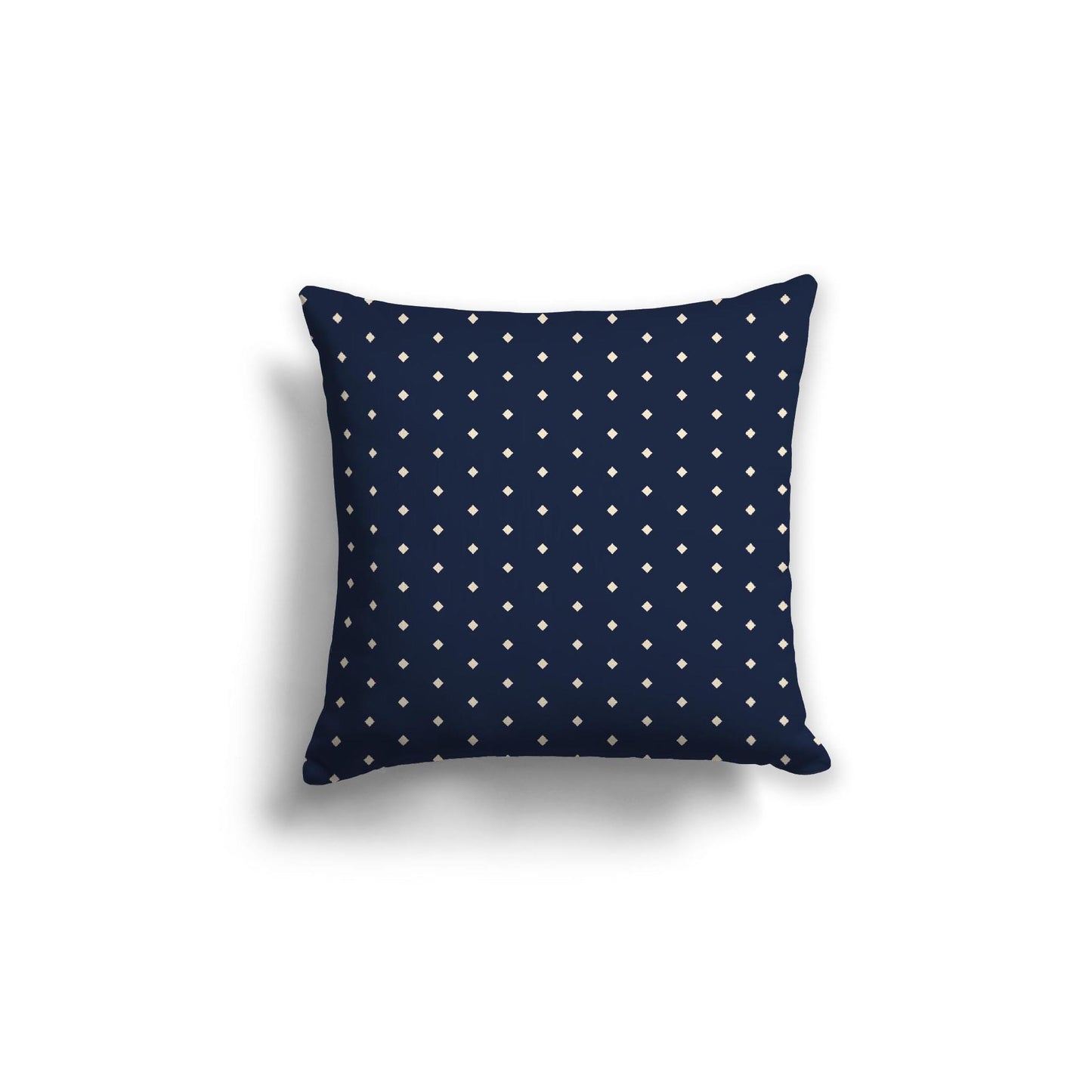 Navy Blue Spun Polyester Throw Pillow with Fine Beige Diamonds on Front 18 x 18 inches / 46 x 46 cm