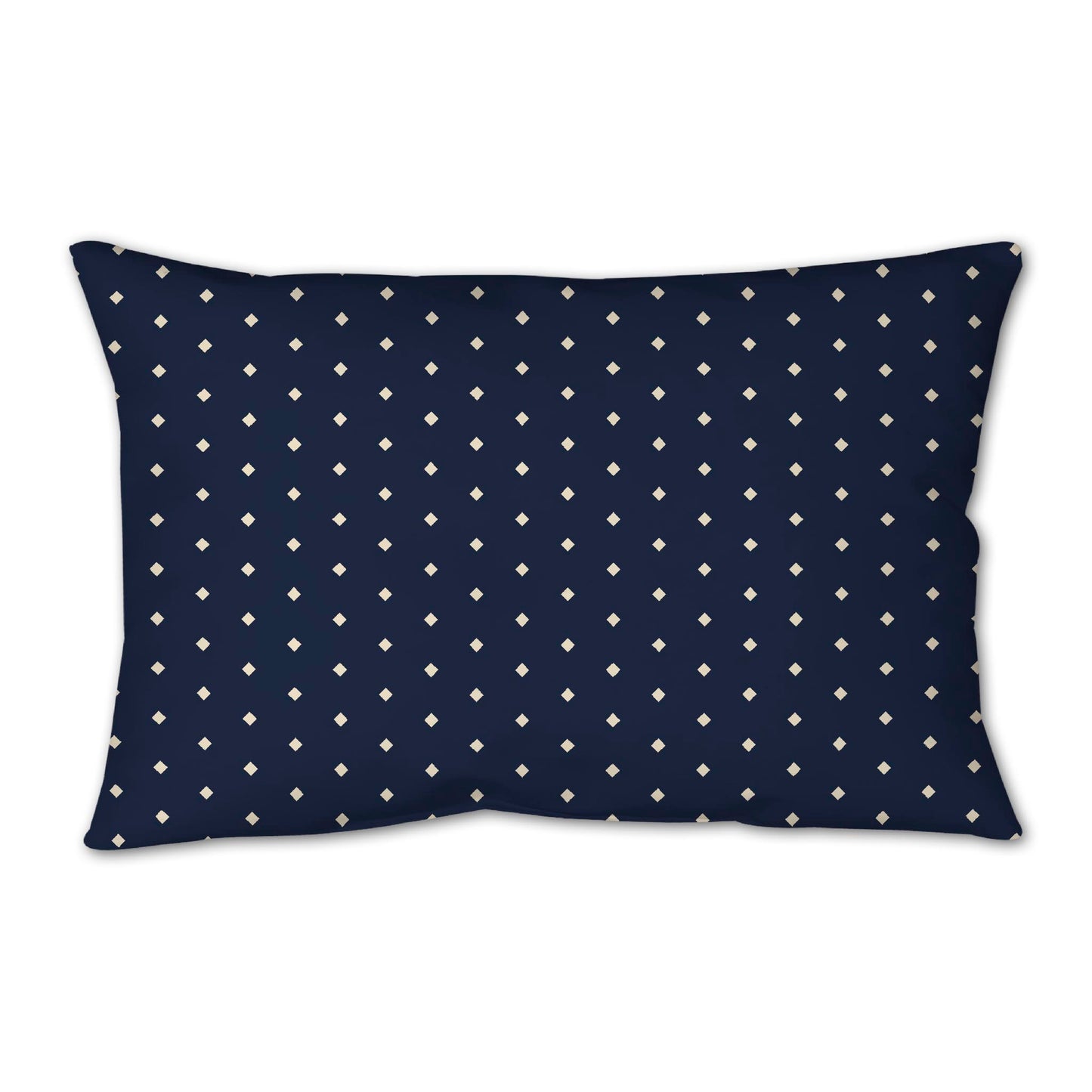 Navy Blue Spun Polyester Throw Pillow with Fine Beige Diamonds on Front 25 x 18 inches / 63.5 x 66 cm