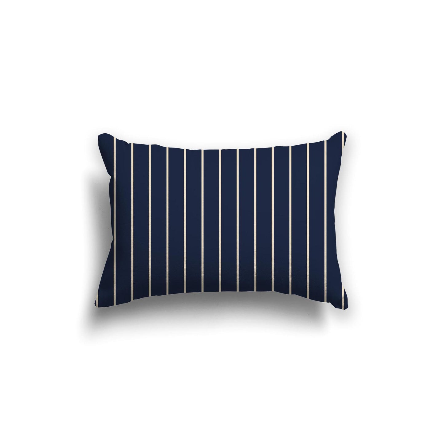 Navy Blue Spun Polyester Throw Pillow with Fine Beige Stripes on Front 20 x 14 inches / 51 x 36 cm