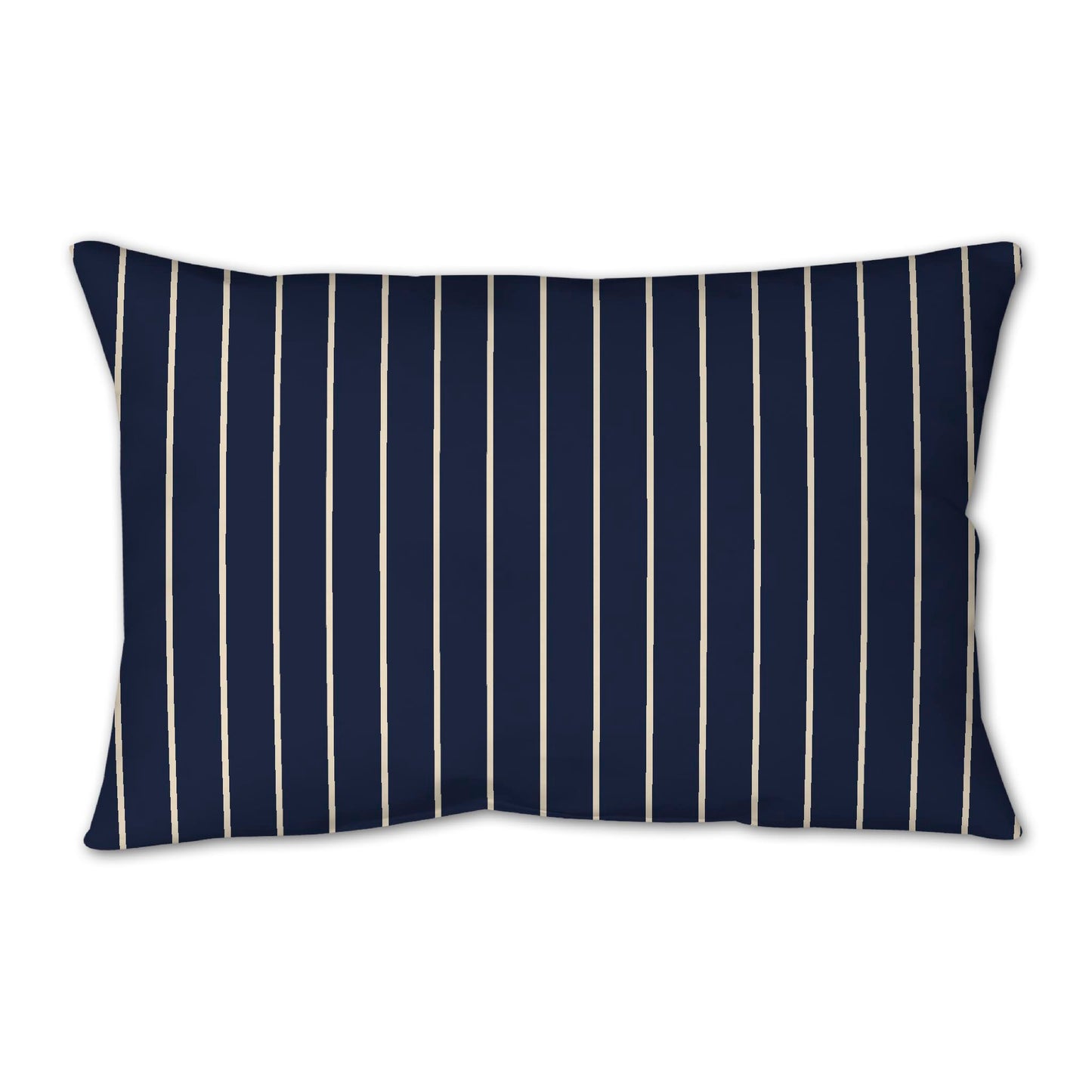 Navy Blue Spun Polyester Throw Pillow with Fine Beige Stripes on Front 25 x 18 inches / 63.5 x 66 cm