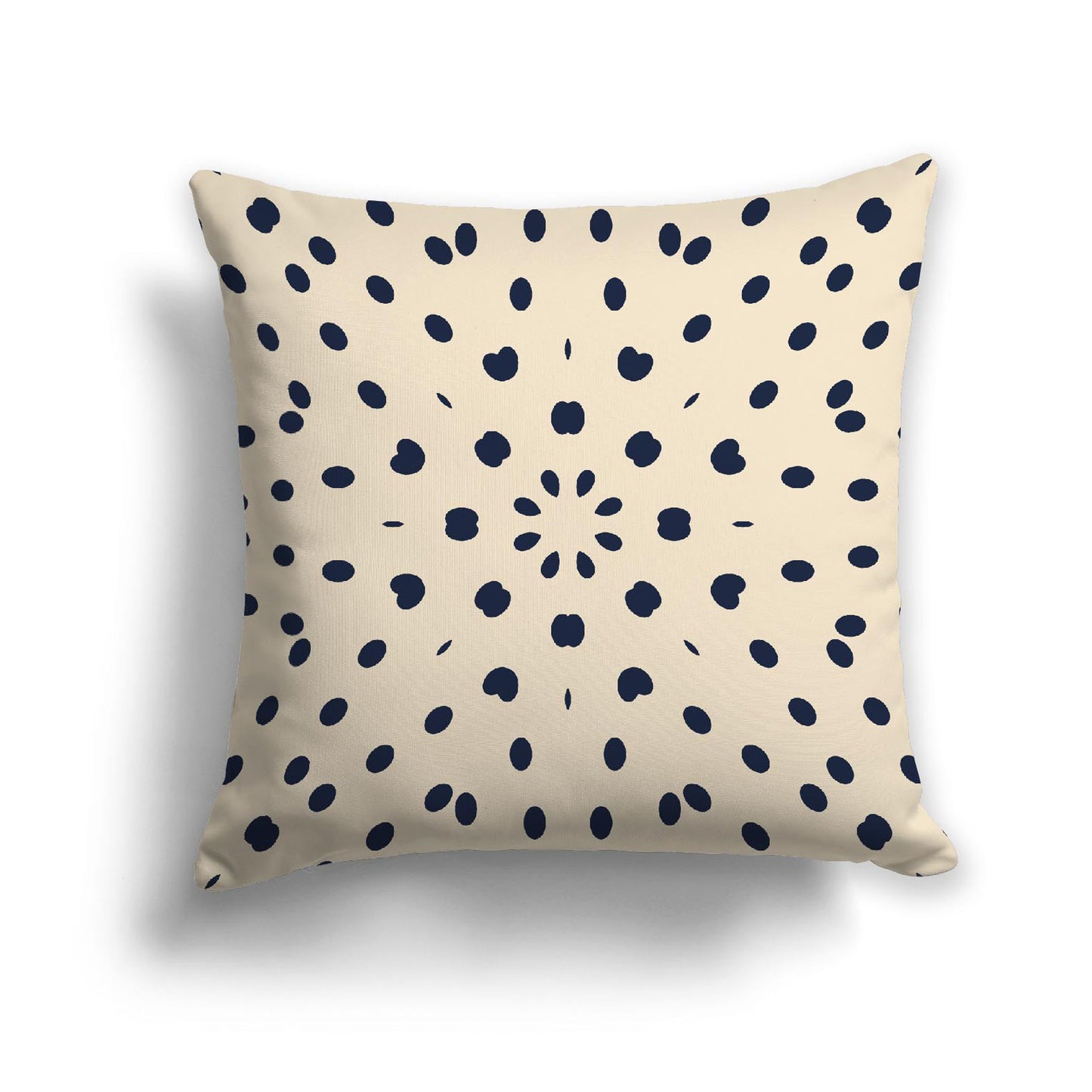 Beige Spun Polyester Throw Pillow with Navy Blue Burst Pattern on Front 26 x 26 inches / 66 x 66 cm