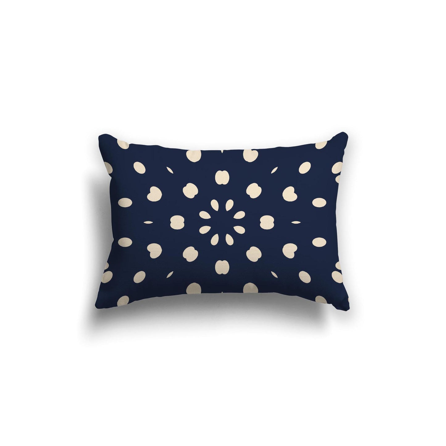 Navy Blue Spun Polyester Throw Pillow with Beige Burst Pattern on Front 20 x 14 inches / 51 x 36 cm