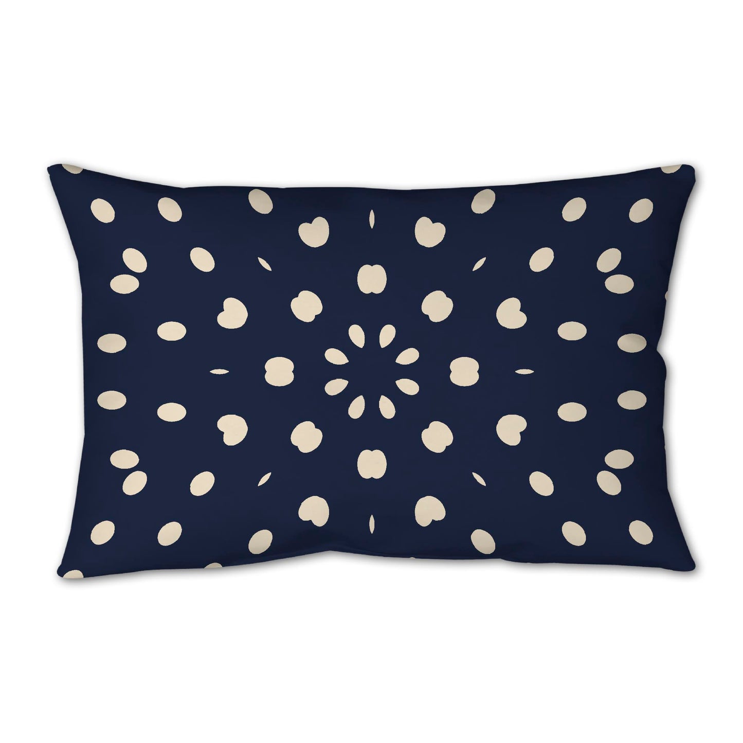 Navy Blue Spun Polyester Throw Pillow with Beige Burst Pattern on Front 25 x 18 inches / 63.5 x 66 cm