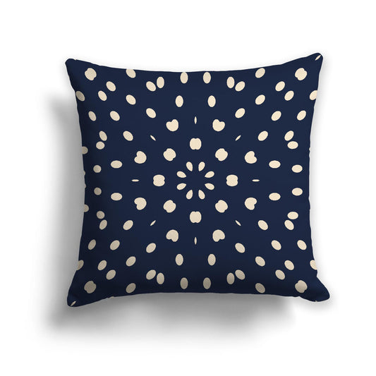 Navy Blue Spun Polyester Throw Pillow with Beige Burst Pattern on Front 26 x 26 inches / 66 x 66 cm