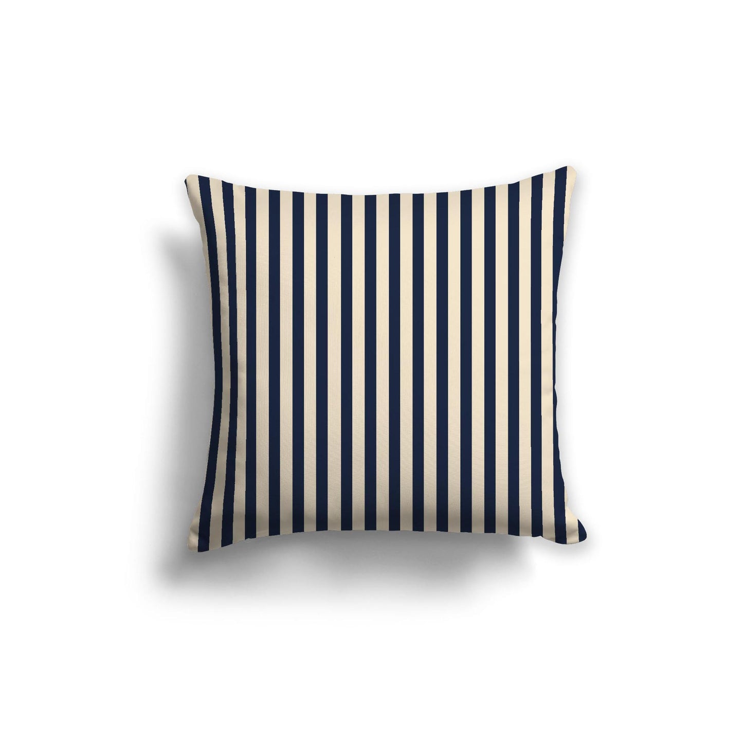 Beige Spun Polyester Throw Pillow with Thin Navy Blue Bars on Front 20 x 20 inches / 51 x 51 cm