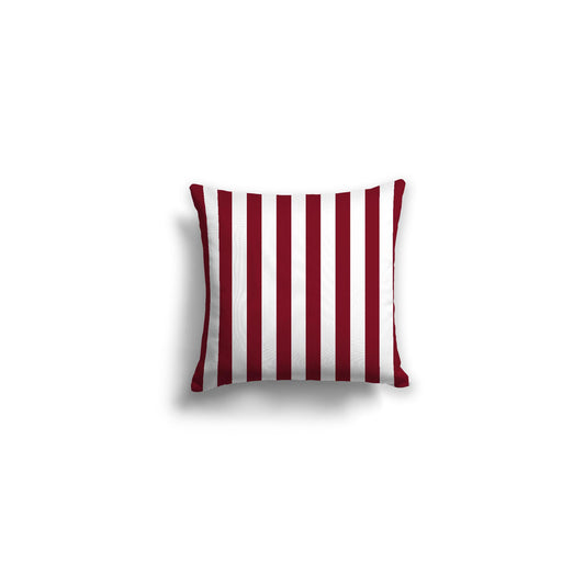 White Spun Polyester Throw Pillow with Burgundy Red Bars on Front | 14 x 14 inches 