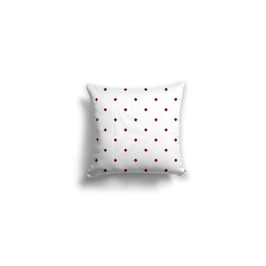 White Spun Polyester Throw Pillow with Burgundy Red Diamonds on Front | 14 x 14 inches 