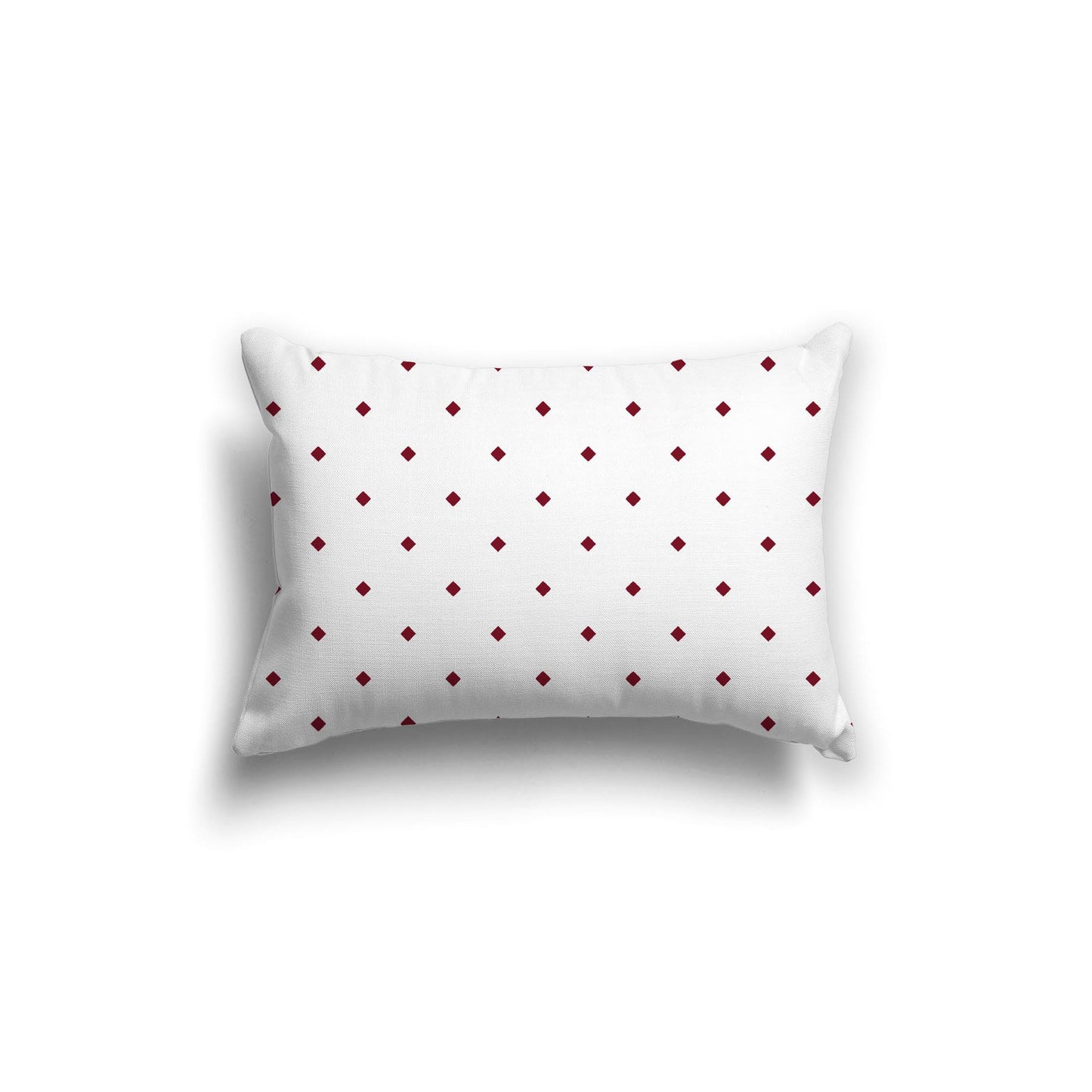 White Spun Polyester Throw Pillow with Burgundy Red Diamonds on Front 20 x 14 inches / 51 x 36 cm