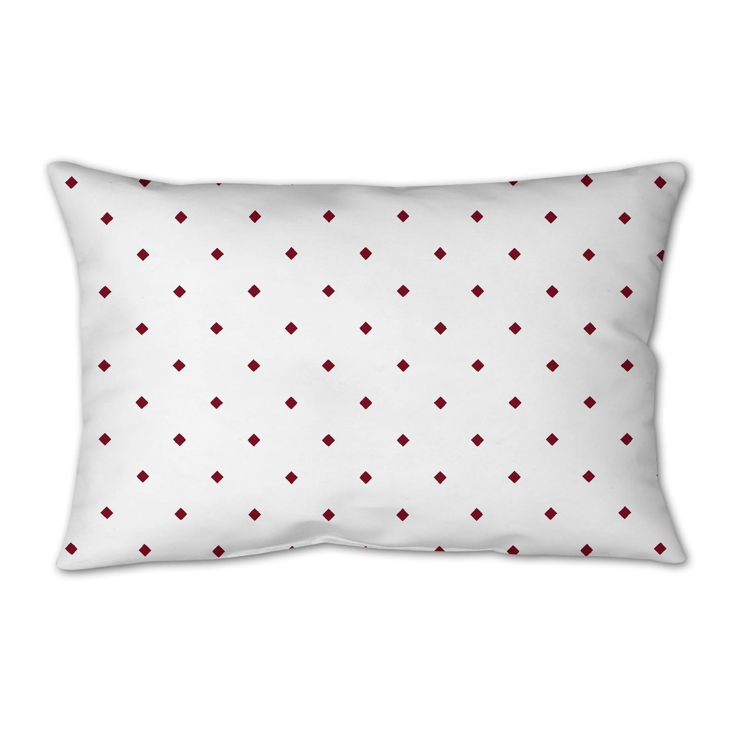 White Spun Polyester Throw Pillow with Burgundy Red Diamonds on Front 25 x 18 inches / 63.5 x 66 cm