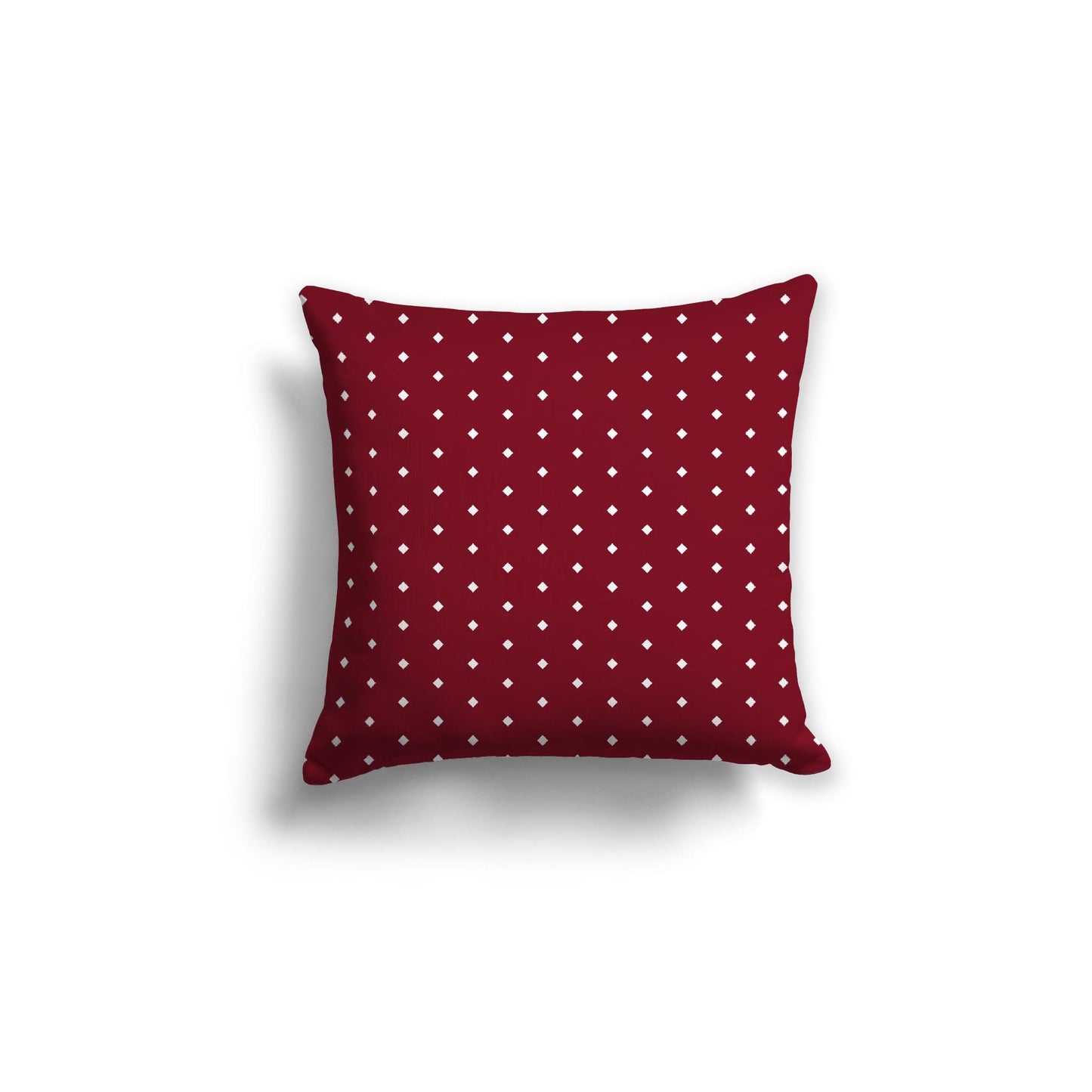 Burgundy Red Spun Polyester Throw Pillow with Fine White Diamonds on Front 18 x 18 inches / 46 x 46 cm