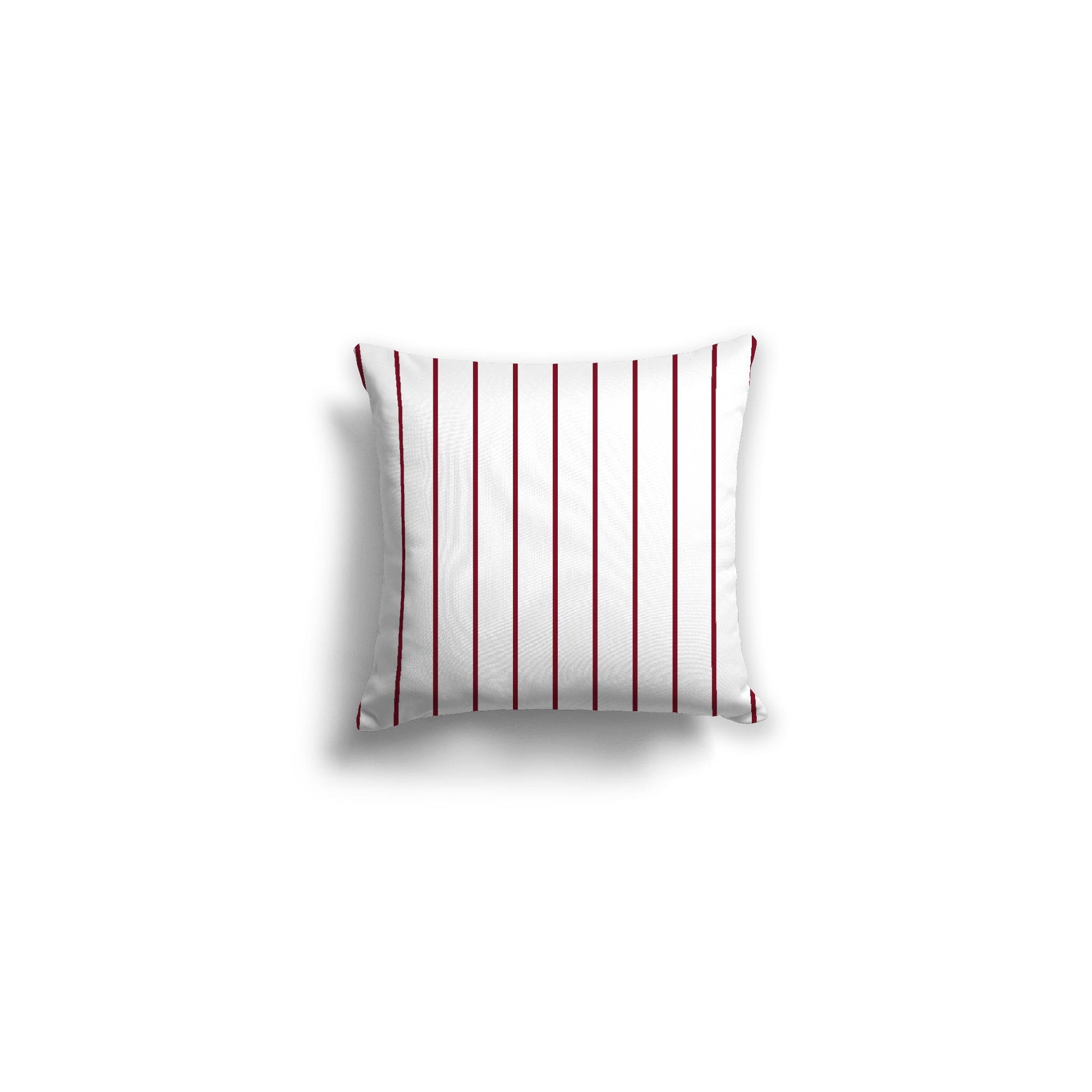 White Spun Polyester Throw Pillow with Fine Burgundy Red Stripes on Front 14 x 14 inches / 36 x 36 cm