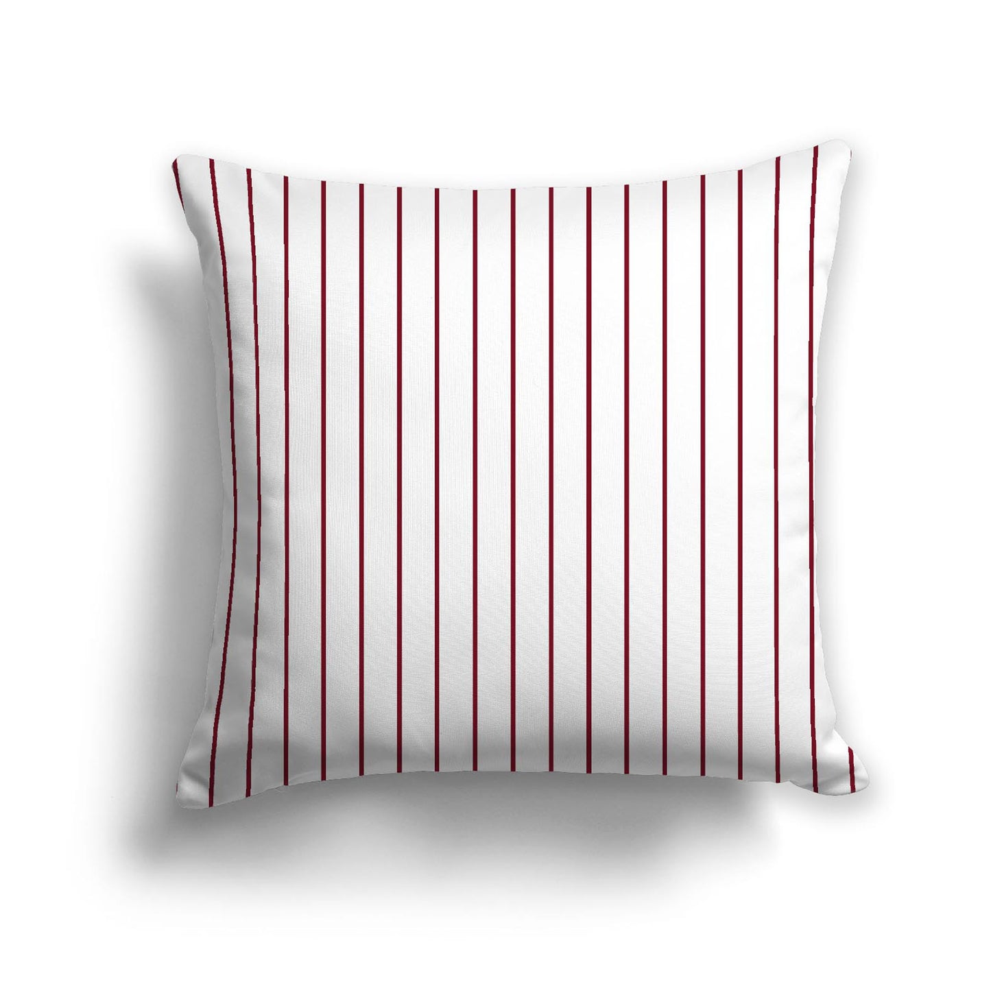 White Spun Polyester Throw Pillow with Fine Burgundy Red Stripes on Front 26 x 26 inches / 66 x 66 cm