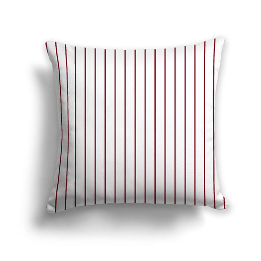 White Spun Polyester Throw Pillow with Fine Burgundy Red Stripes on Front 26 x 26 inches / 66 x 66 cm