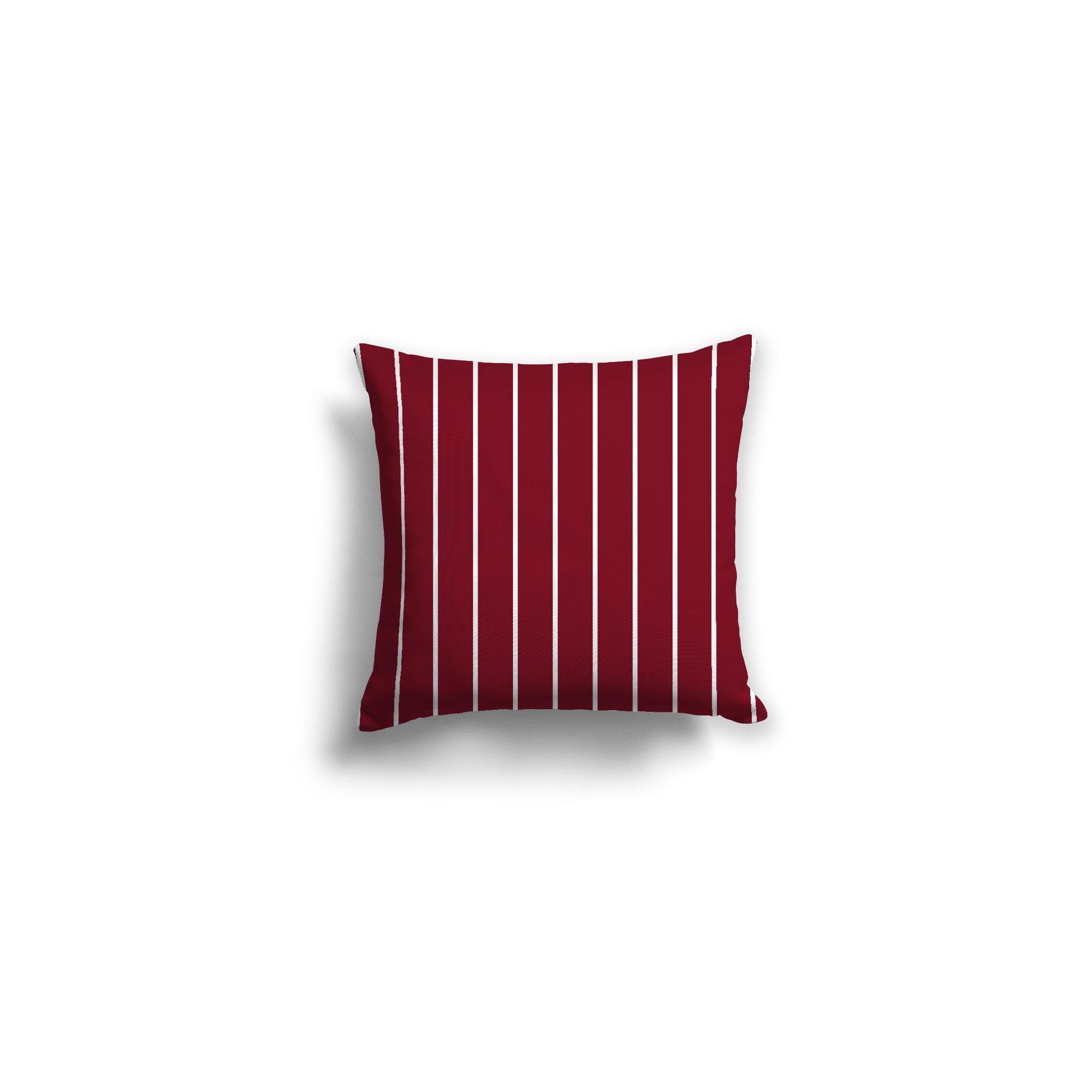 Burgundy Red Spun Polyester Throw Pillow with Fine White Stripes on Front 14 x 14 inches / 36 x 36 cm