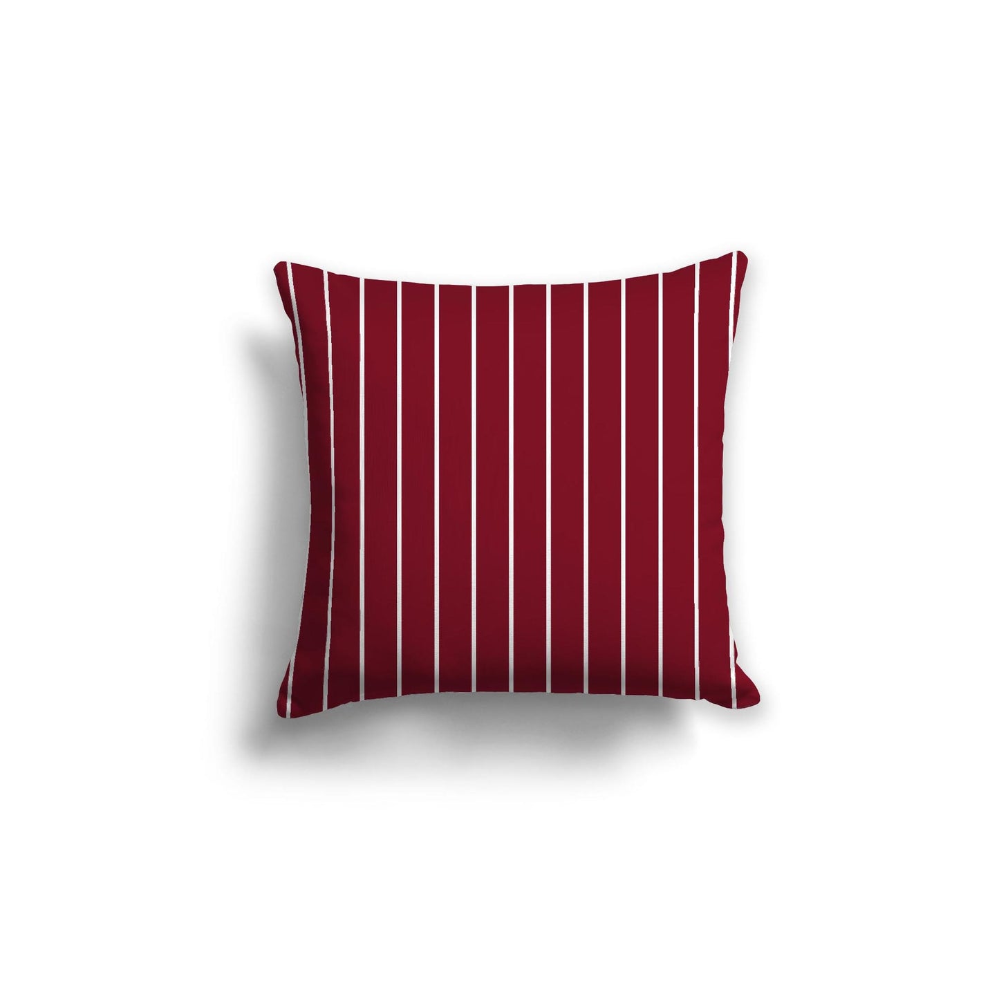 Burgundy Red Spun Polyester Throw Pillow with Fine White Stripes on Front 18 x 18 inches / 46 x 46 cm