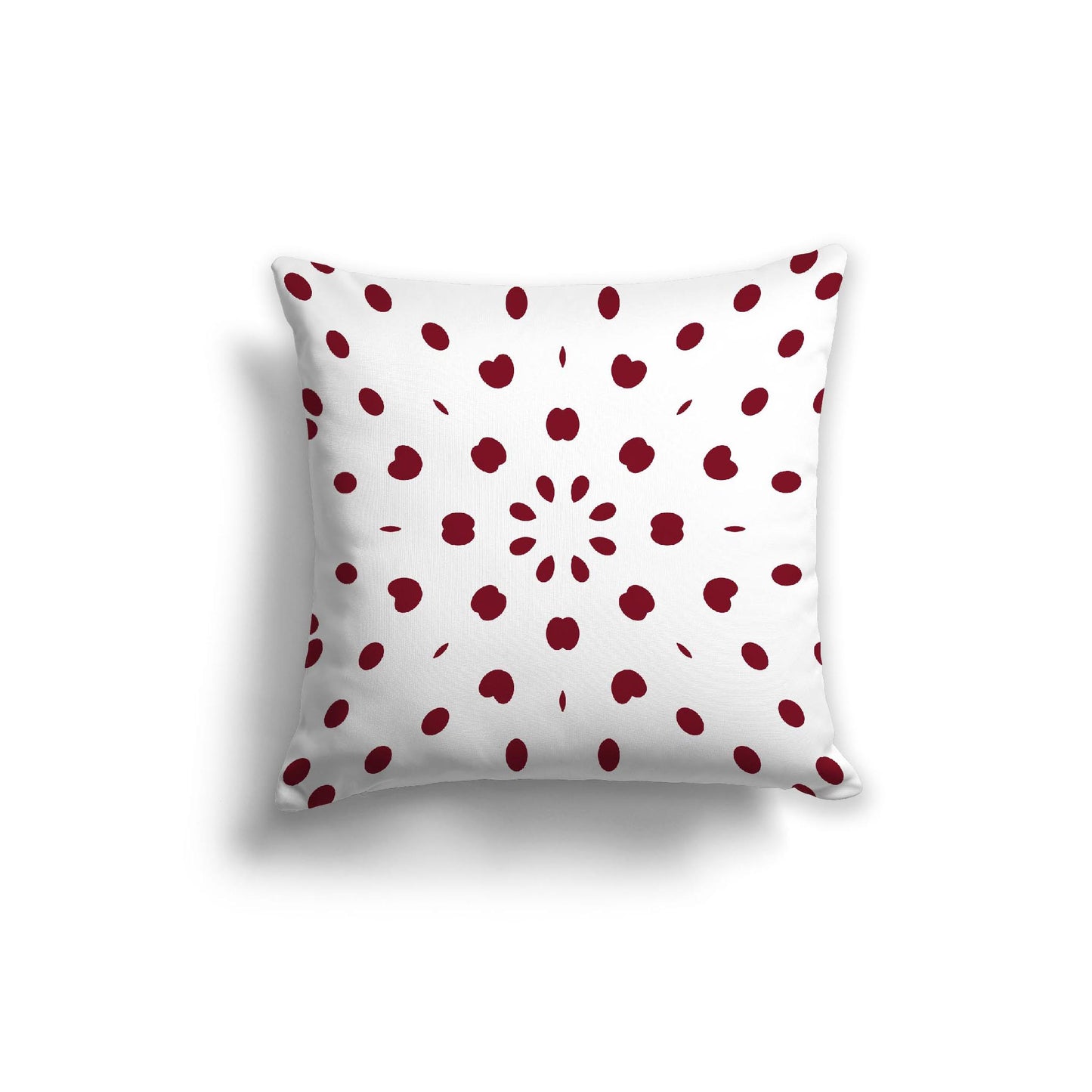 White Spun Polyester Throw Pillow with Burgundy Red Burst Pattern on Front 20 x 20 inches / 51 x 51 cm