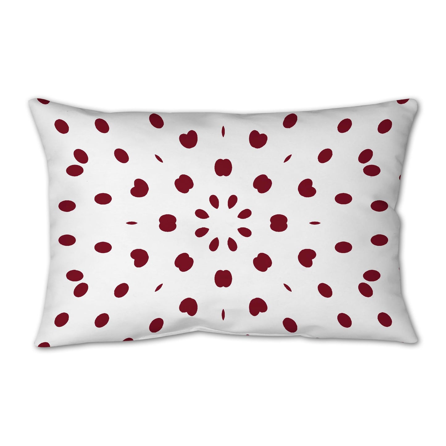 White Spun Polyester Throw Pillow with Burgundy Red Burst Pattern on Front 25 x 18 inches / 63.5 x 66 cm