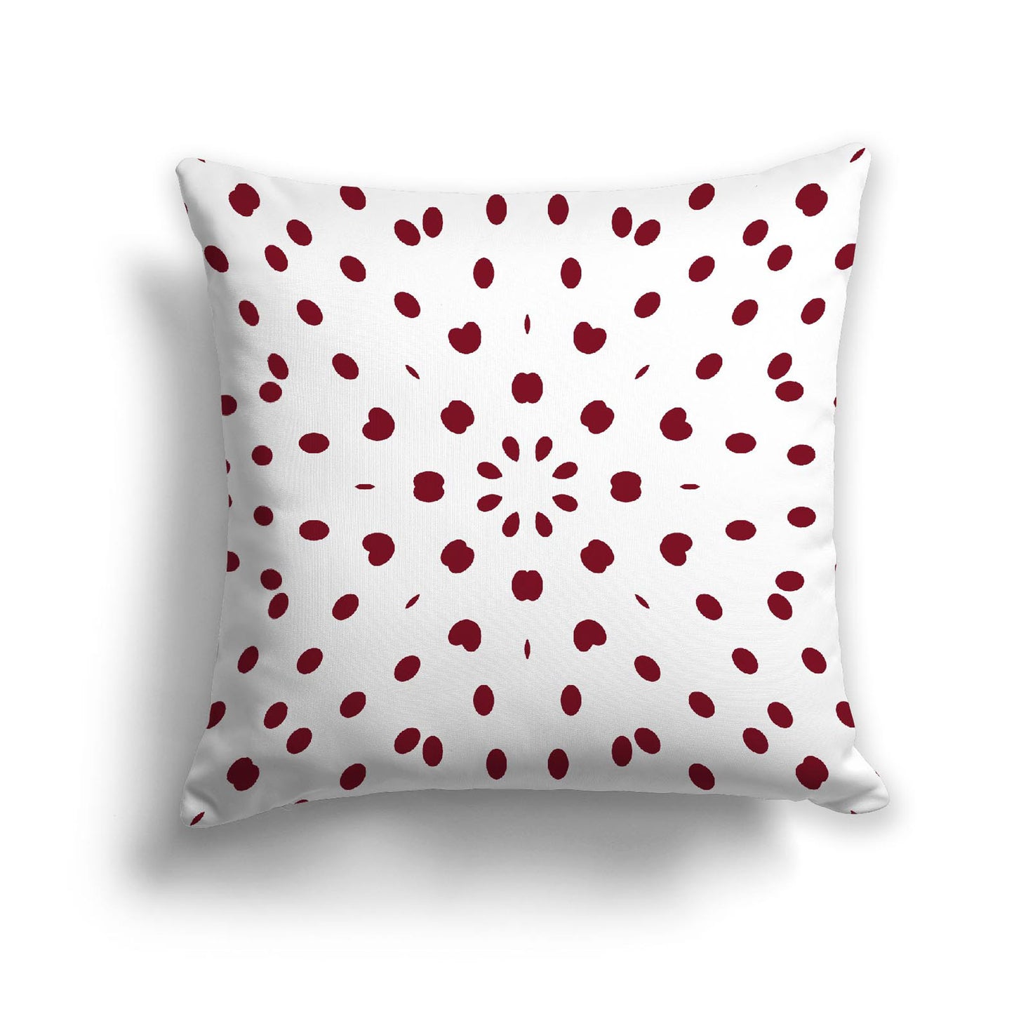 White Spun Polyester Throw Pillow with Burgundy Red Burst Pattern on Front 26 x 26 inches / 66 x 66 cm