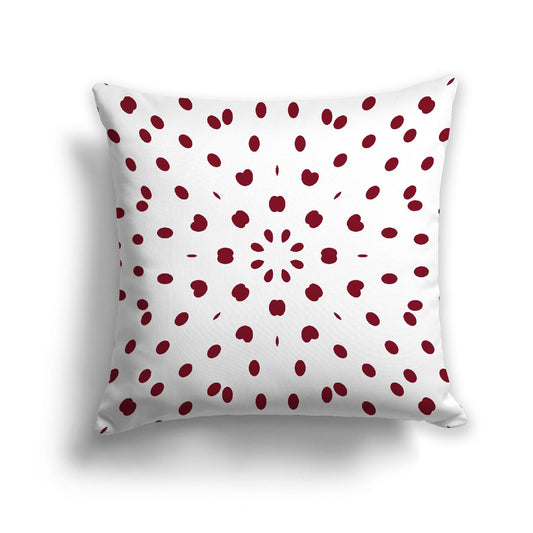 White Spun Polyester Throw Pillow with Burgundy Red Burst Pattern on Front 26 x 26 inches / 66 x 66 cm
