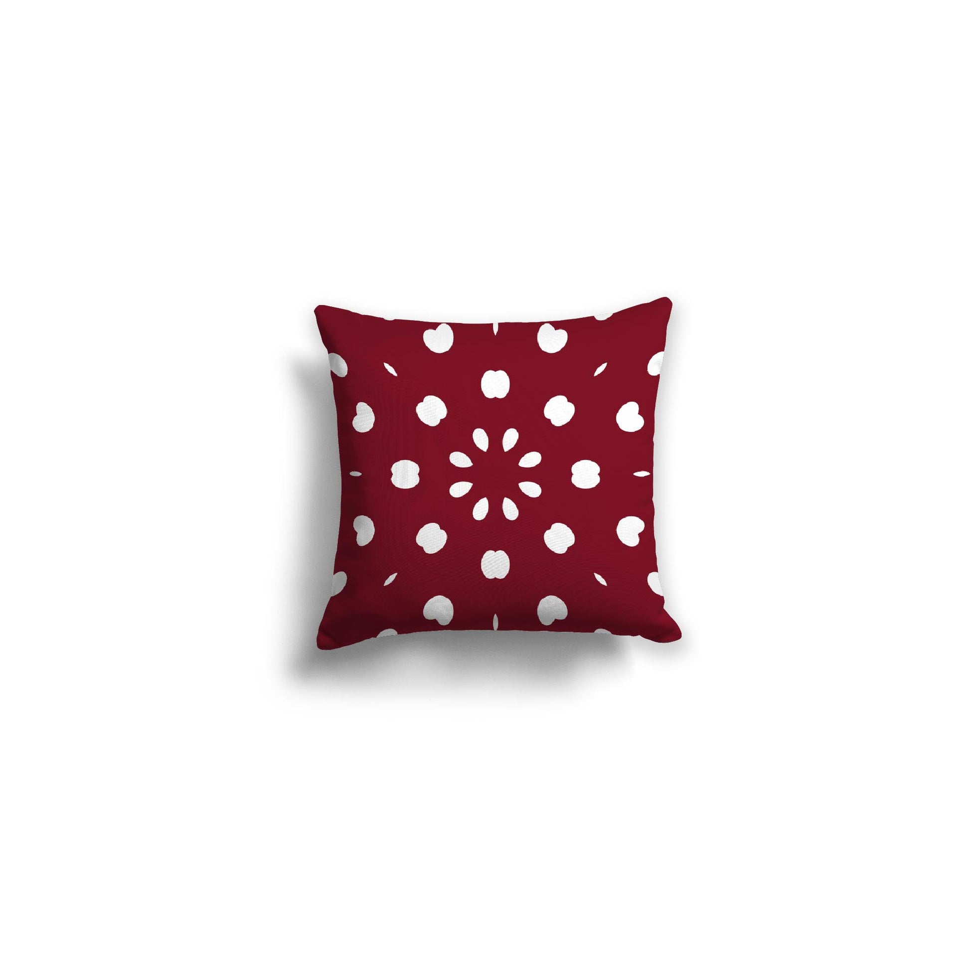 Burgundy Red Spun Polyester Throw Pillow with White Burst Pattern on Front 14 x 14 inches / 36 x 36 cm