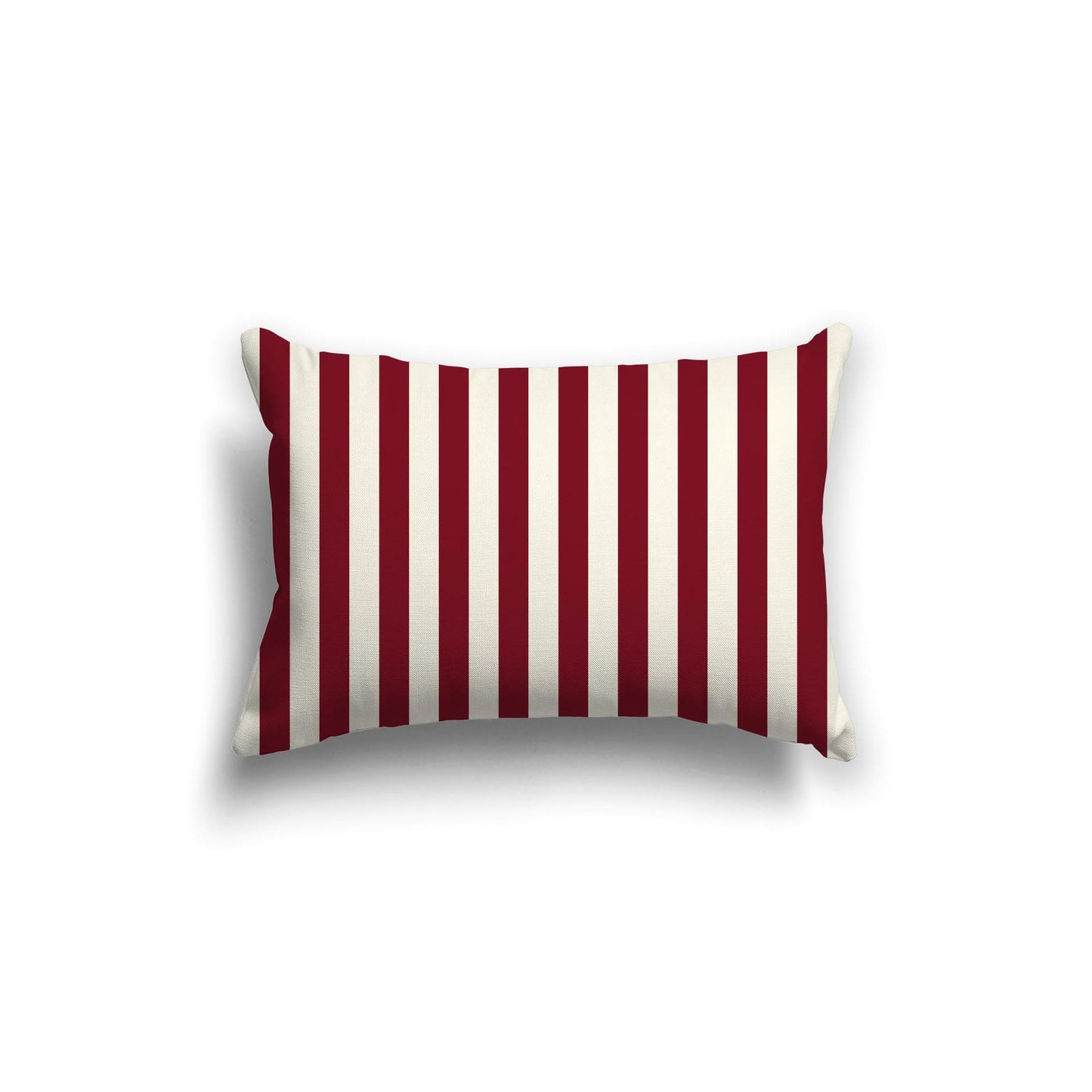 Pale Cream Spun Polyester Throw Pillow with Burgundy Red Bars on Front 20 x 14 inches / 51 x 36 cm