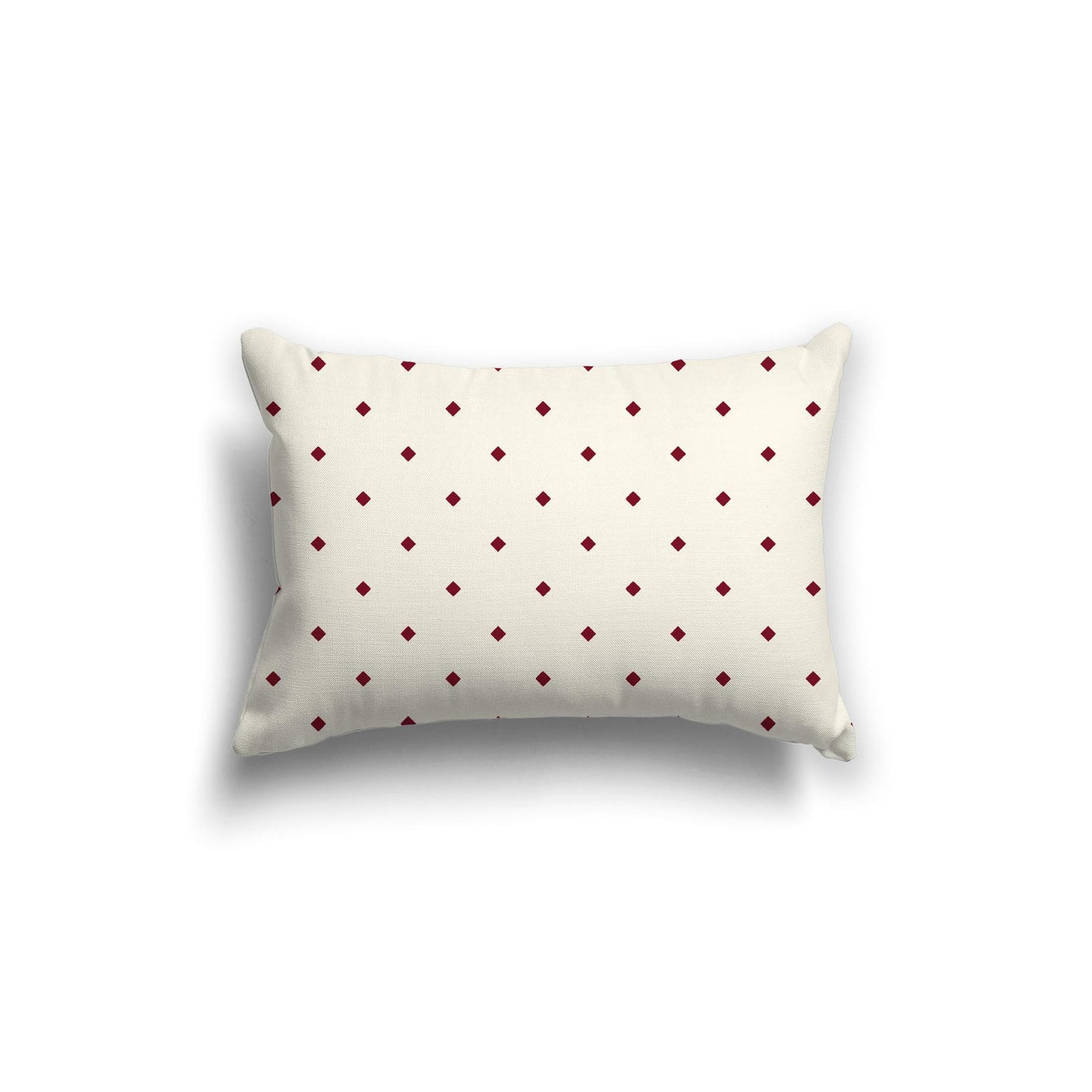 Pale Cream Spun Polyester Throw Pillow with Burgundy Red Diamonds on Front 20 x 14 inches / 51 x 36 cm