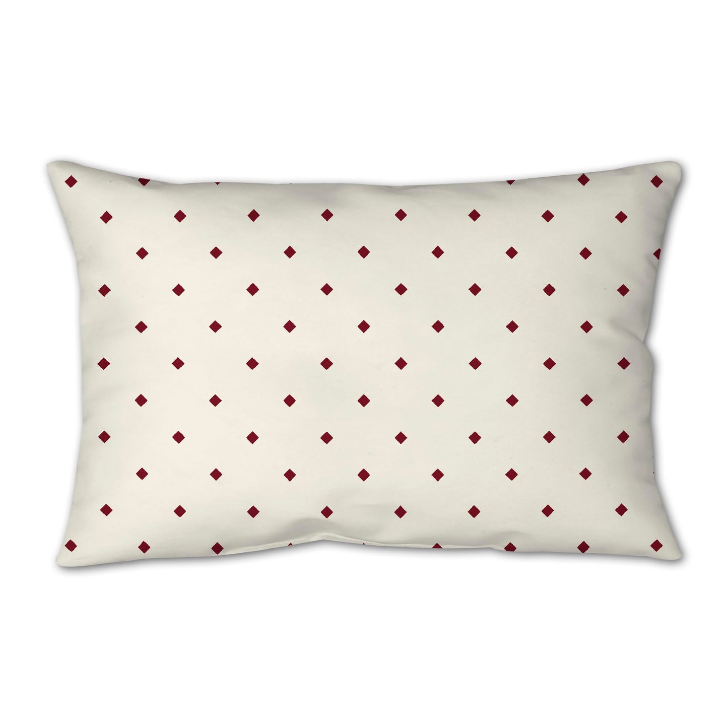 Pale Cream Spun Polyester Throw Pillow with Burgundy Red Diamonds on Front 25 x 18 inches / 63.5 x 66 cm