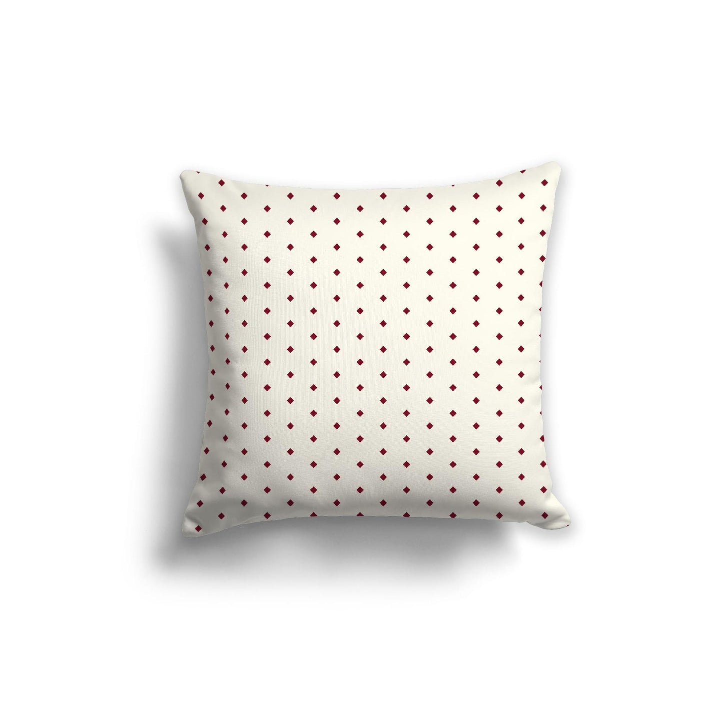 Pale Cream Spun Polyester Throw Pillow with Fine Burgundy Red Diamonds on Front 20 x 20 inches / 51 x 51 cm