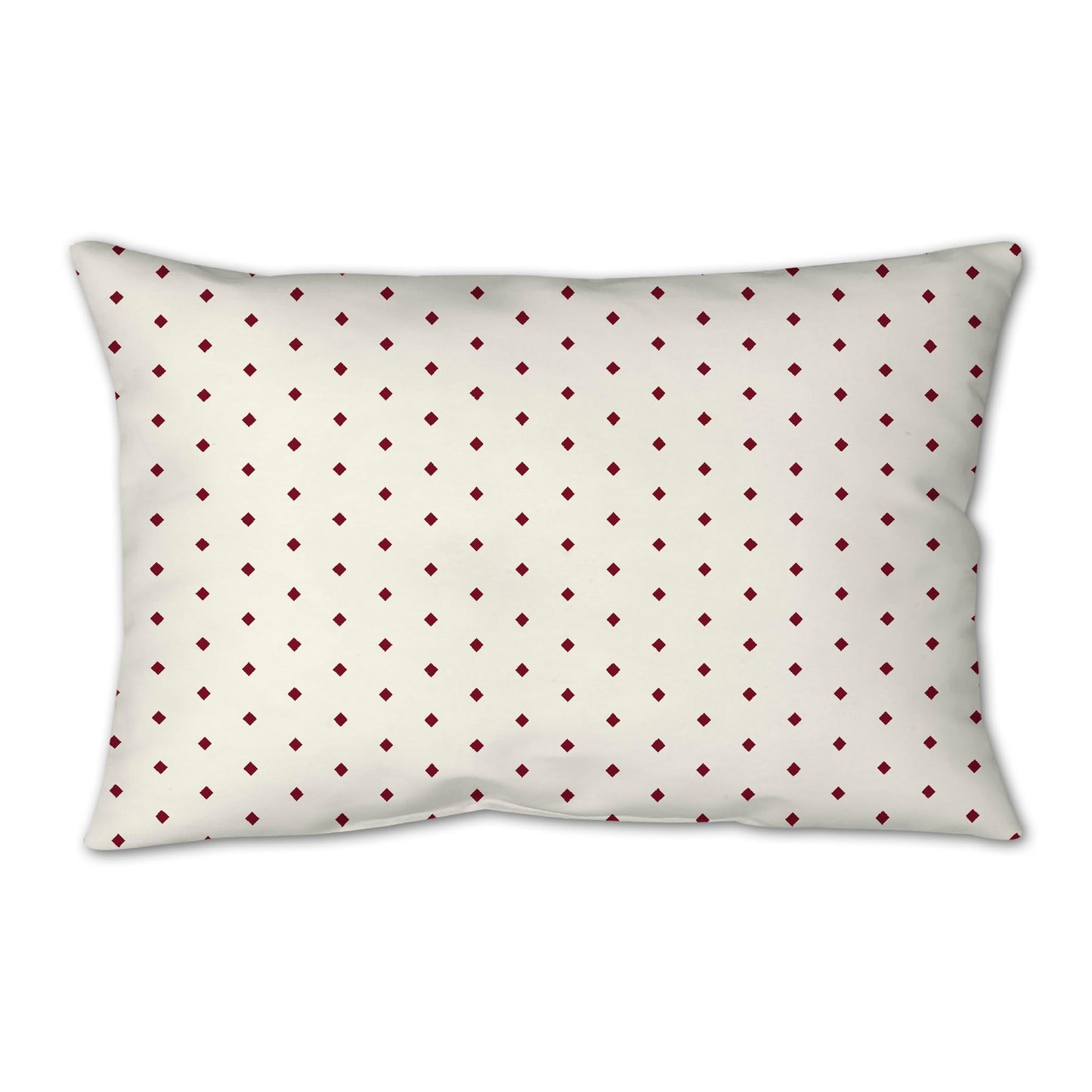 Pale Cream Spun Polyester Throw Pillow with Fine Burgundy Red Diamonds on Front 25 x 18 inches / 63.5 x 66 cm