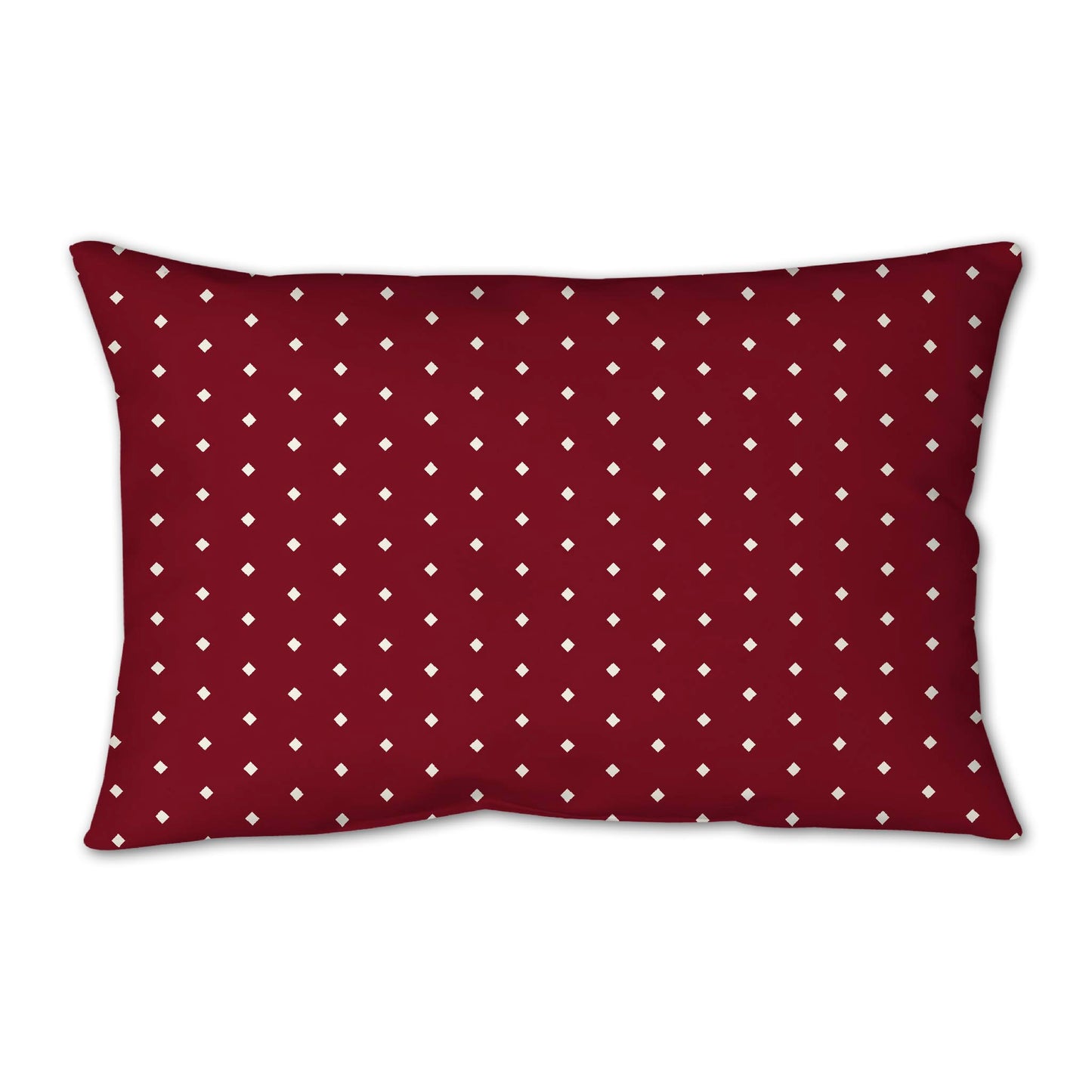 Burgundy Red Spun Polyester Throw Pillow with Fine Pale Cream Diamonds on Front 25 x 18 inches / 63.5 x 66 cm