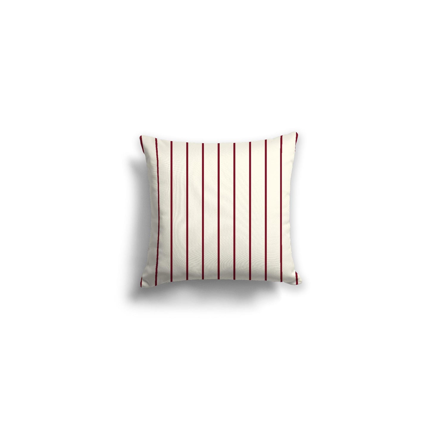 Pale Cream Spun Polyester Throw Pillow with Fine Burgundy Red Stripes on Front 14 x 14 inches / 36 x 36 cm
