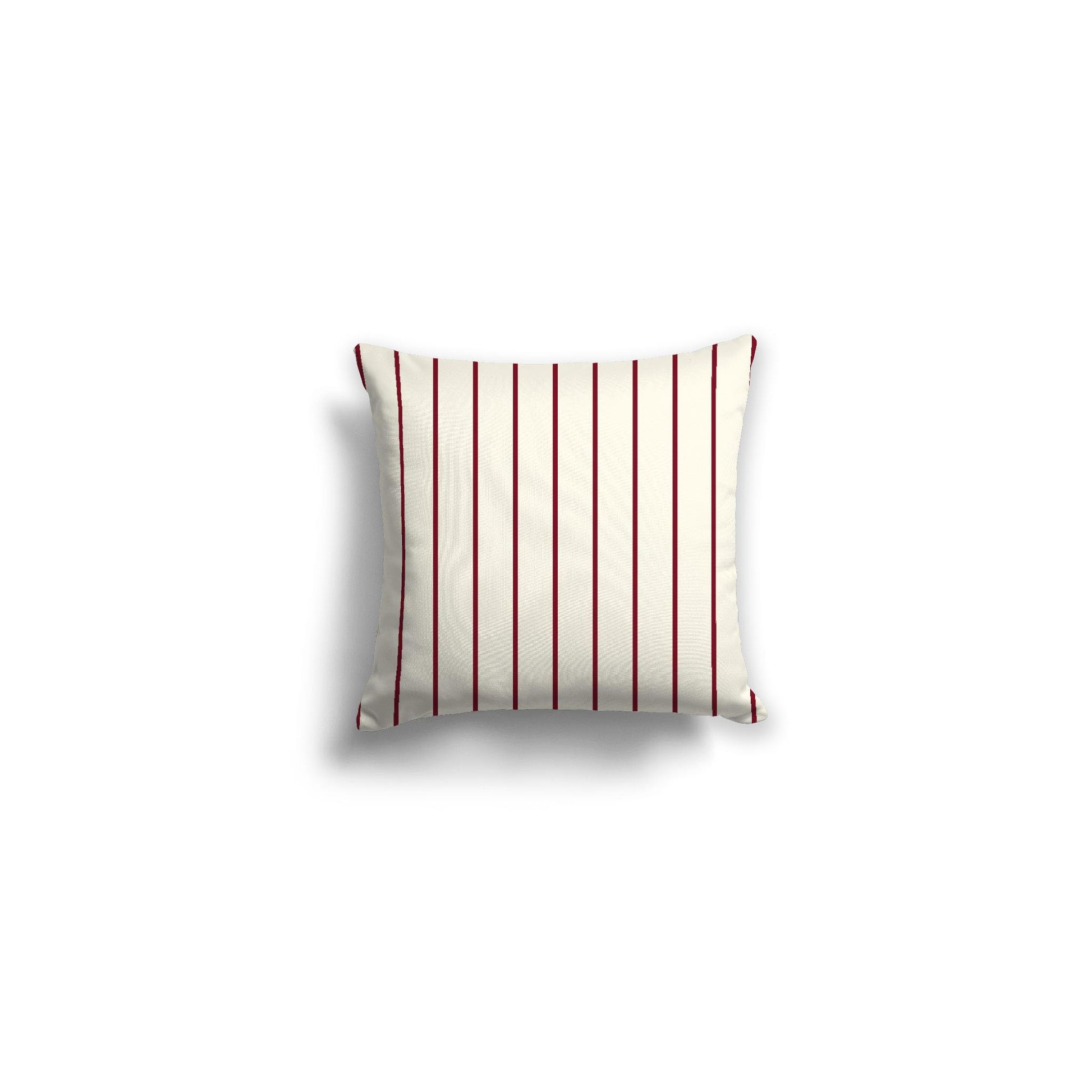 Pale Cream Spun Polyester Throw Pillow with Fine Burgundy Red Stripes on Front 14 x 14 inches / 36 x 36 cm