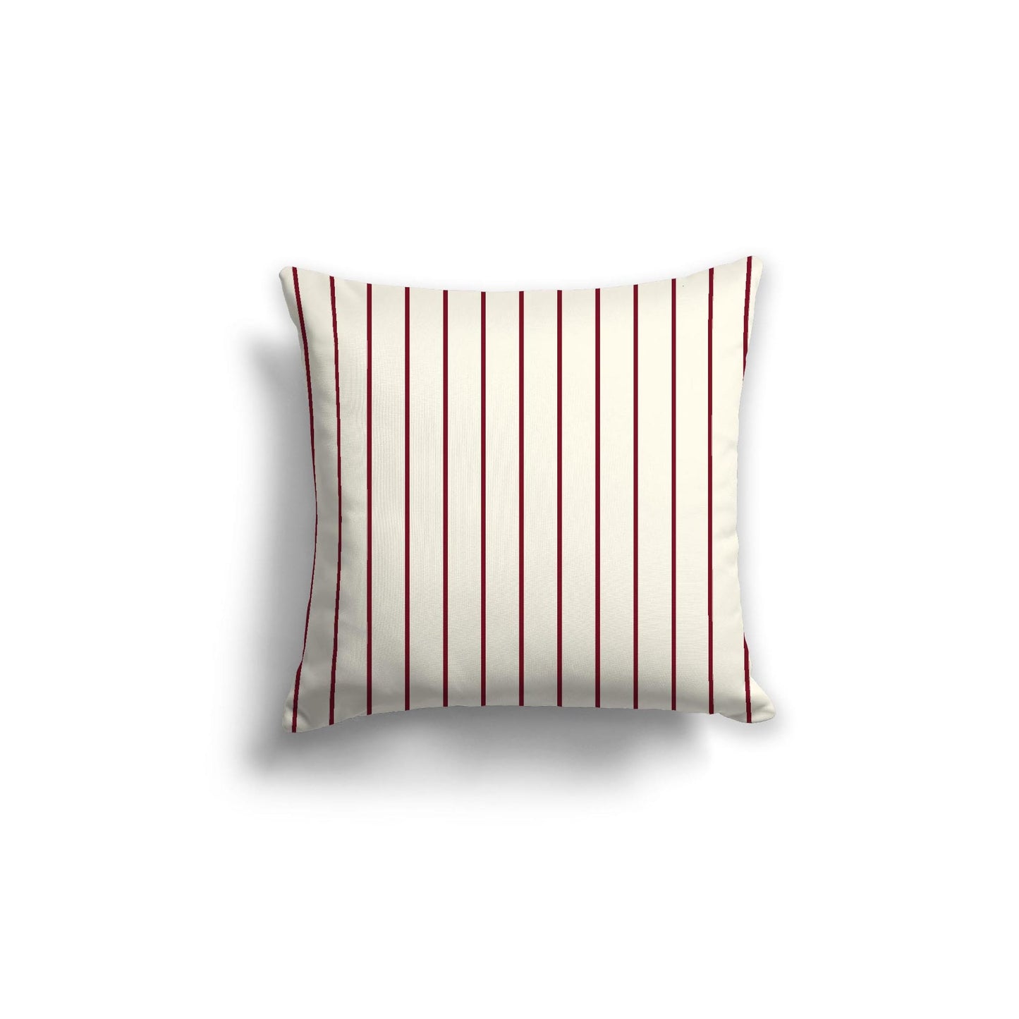 Pale Cream Spun Polyester Throw Pillow with Fine Burgundy Red Stripes on Front 18 x 18 inches / 46 x 46 cm