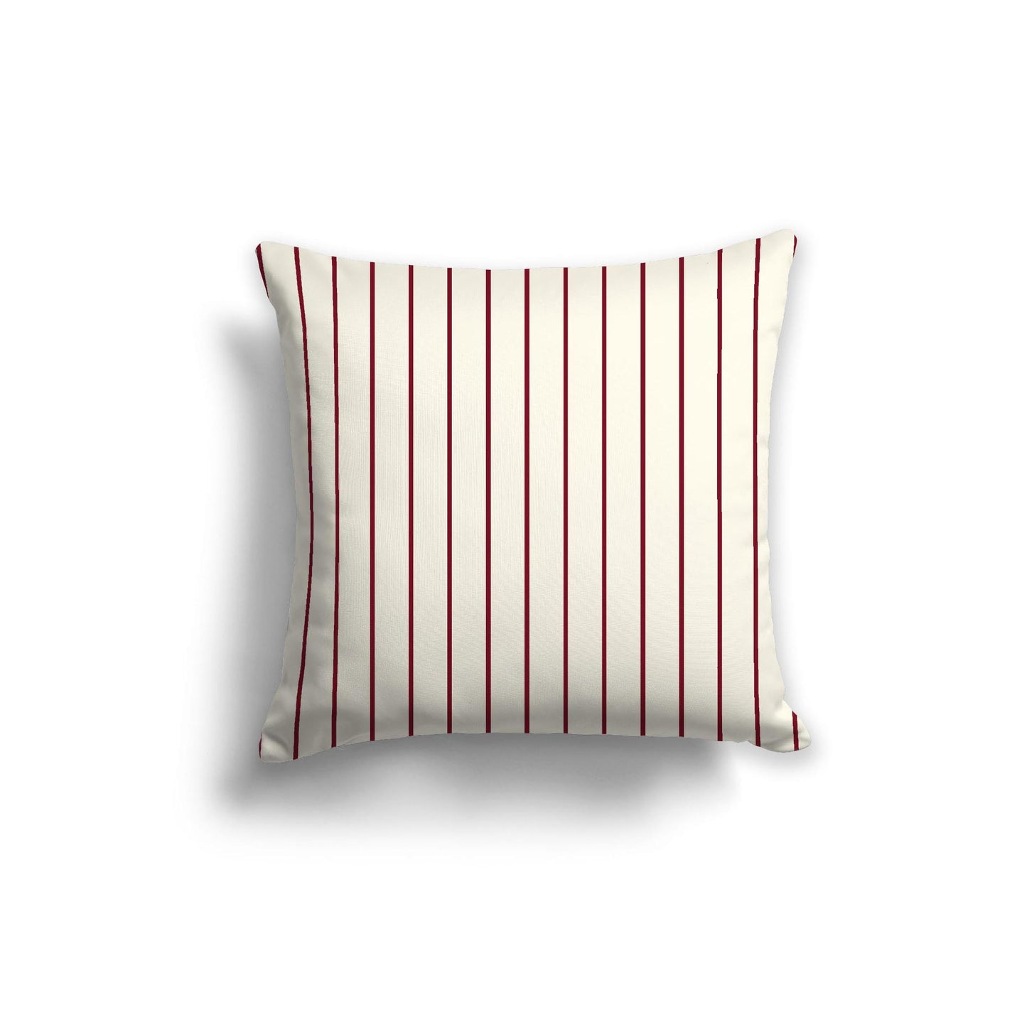 Pale Cream Spun Polyester Throw Pillow with Fine Burgundy Red Stripes on Front 20 x 20 inches / 51 x 51 cm