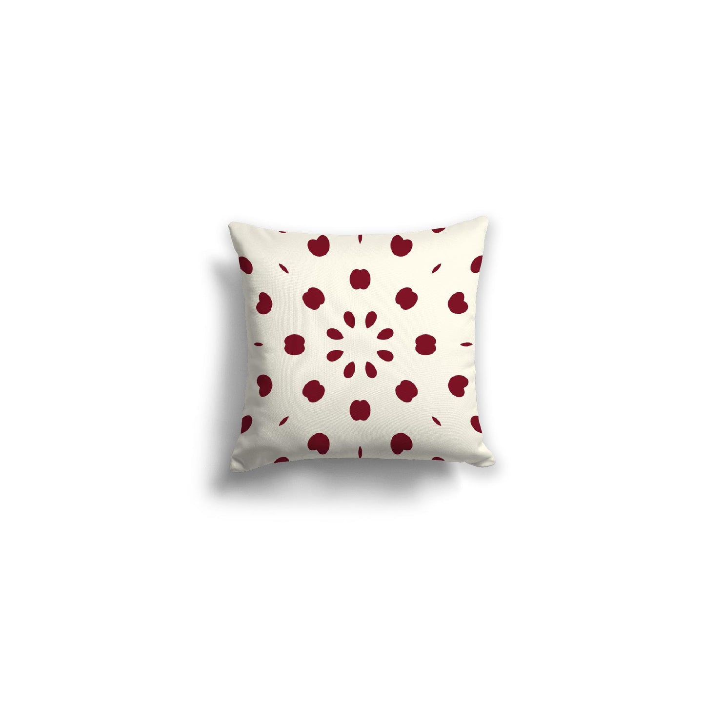 Pale Cream Spun Polyester Throw Pillow with Burgundy Red Burst Pattern on Front 14 x 14 inches / 36 x 36 cm