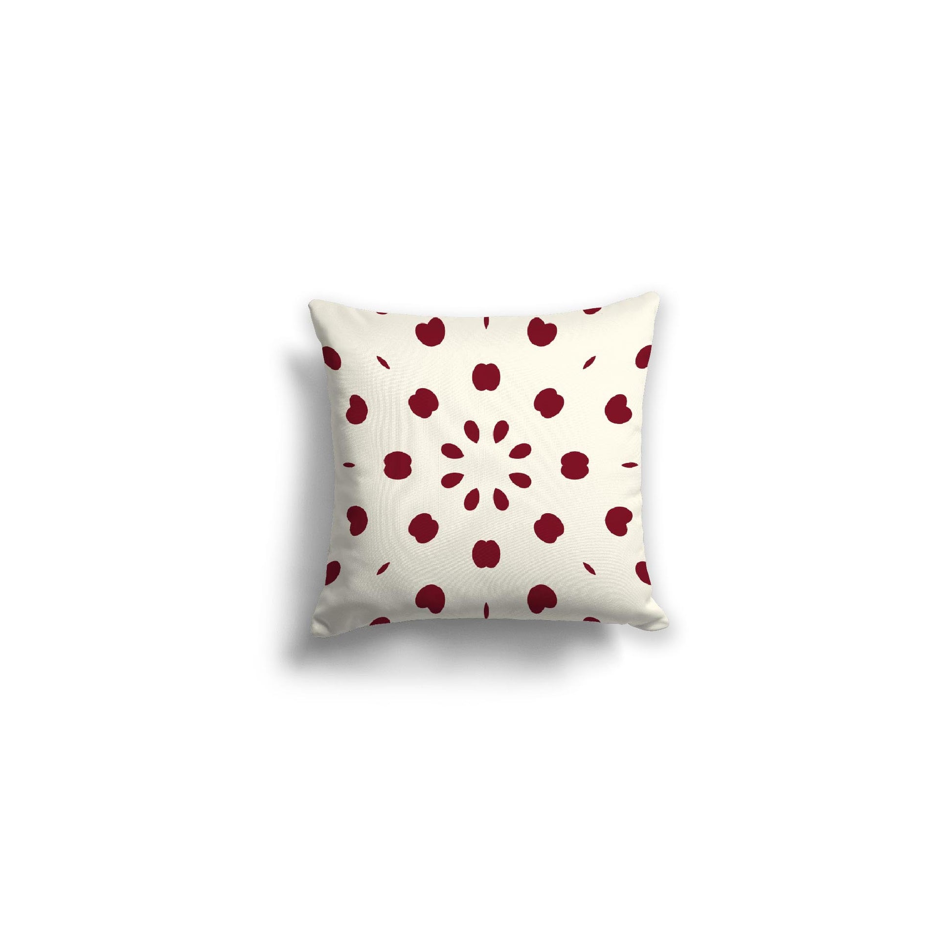 Pale Cream Spun Polyester Throw Pillow with Burgundy Red Burst Pattern on Front 14 x 14 inches / 36 x 36 cm