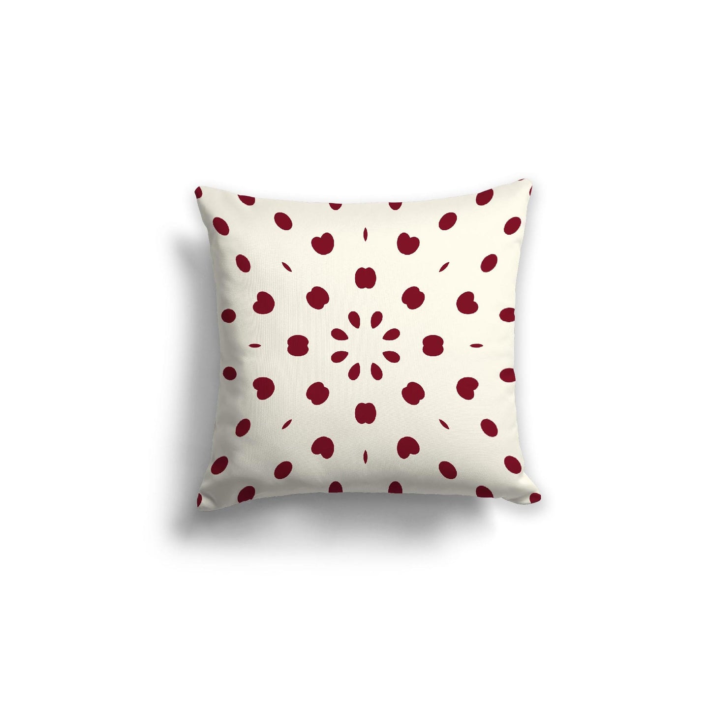 Pale Cream Spun Polyester Throw Pillow with Burgundy Red Burst Pattern on Front 18 x 18 inches / 46 x 46 cm