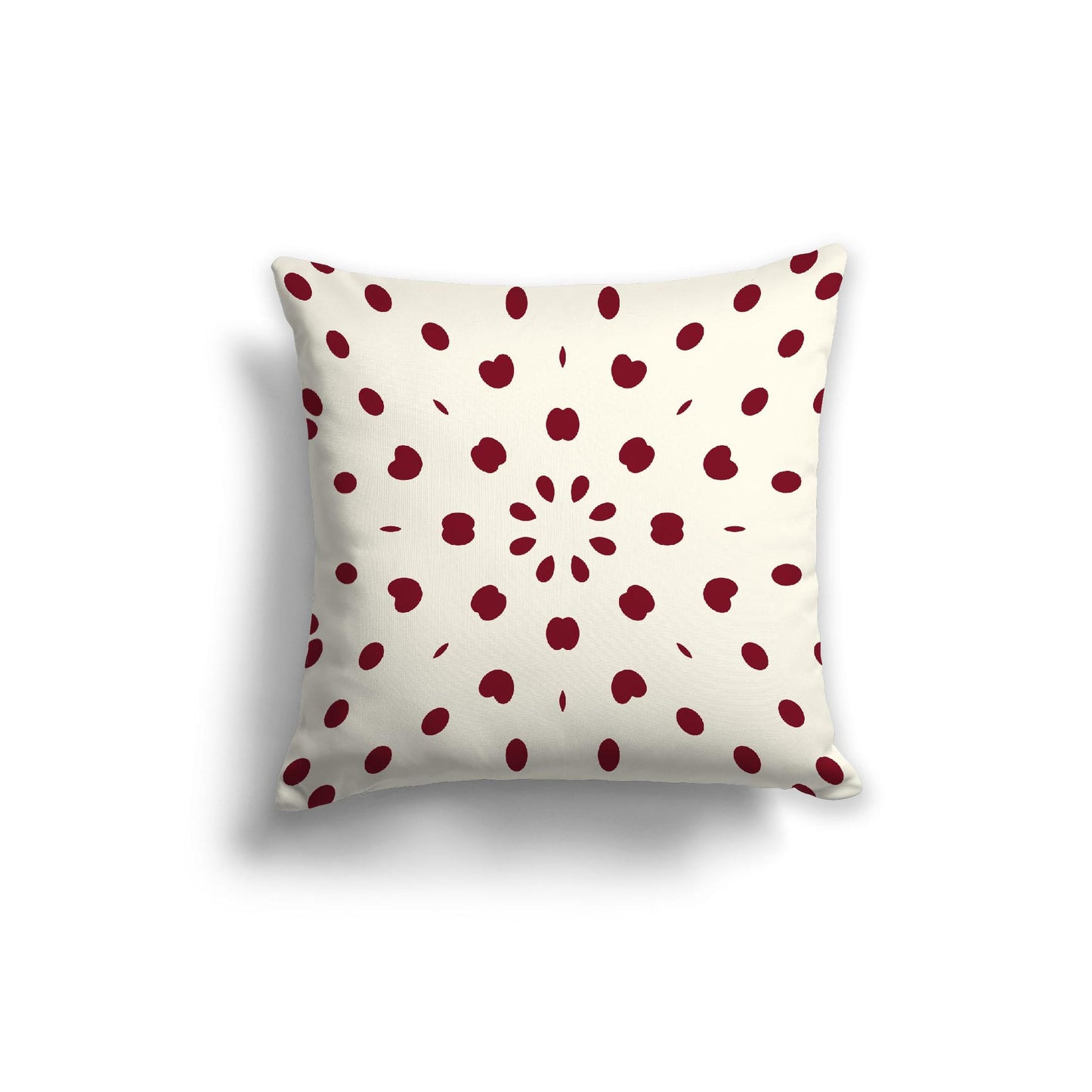 Pale Cream Spun Polyester Throw Pillow with Burgundy Red Burst Pattern on Front 20 x 20 inches / 51 x 51 cm