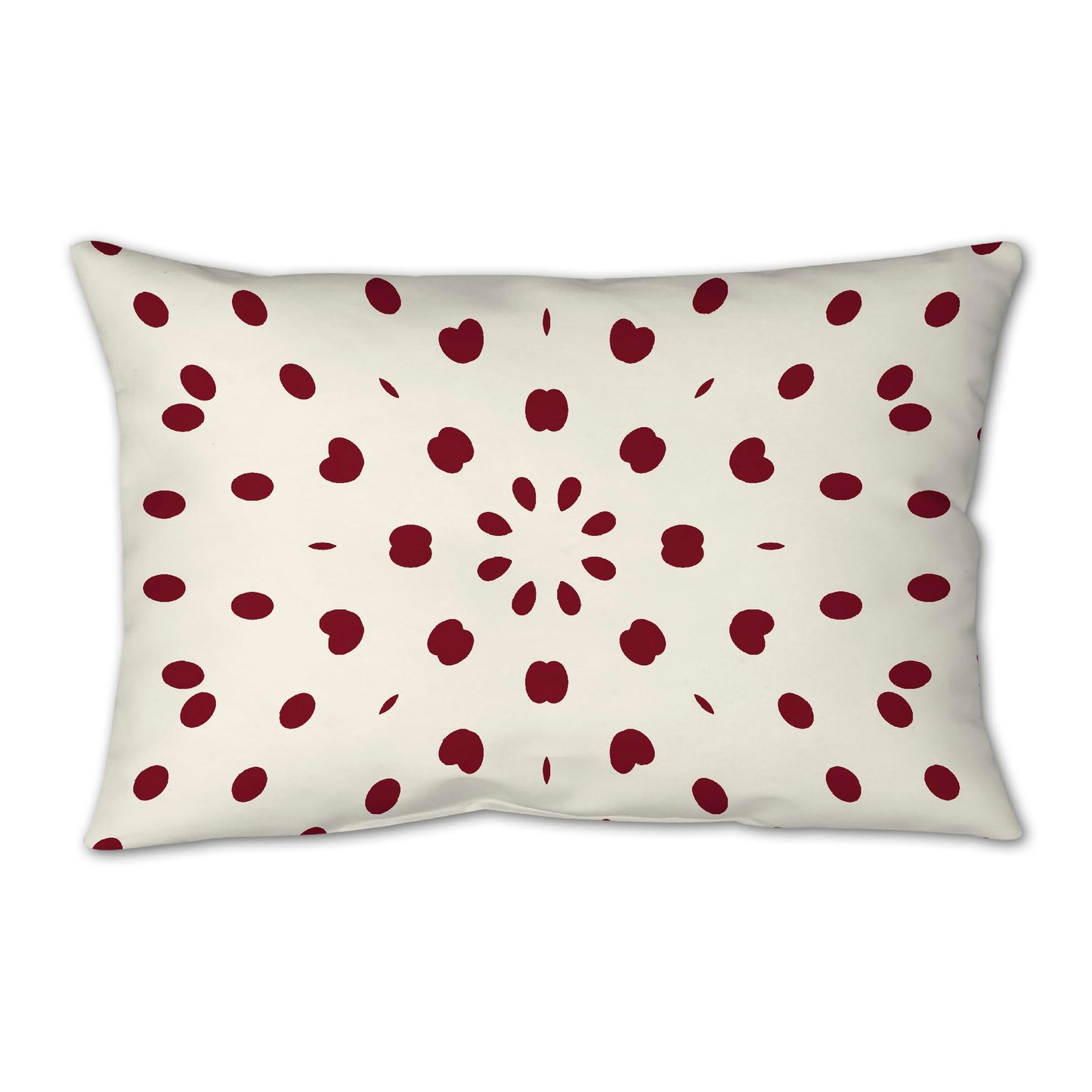 Pale Cream Spun Polyester Throw Pillow with Burgundy Red Burst Pattern on Front 25 x 18 inches / 63.5 x 66 cm