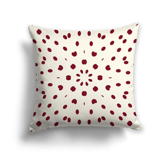 Pale Cream Spun Polyester Throw Pillow with Burgundy Red Burst Pattern on Front 26 x 26 inches / 66 x 66 cm