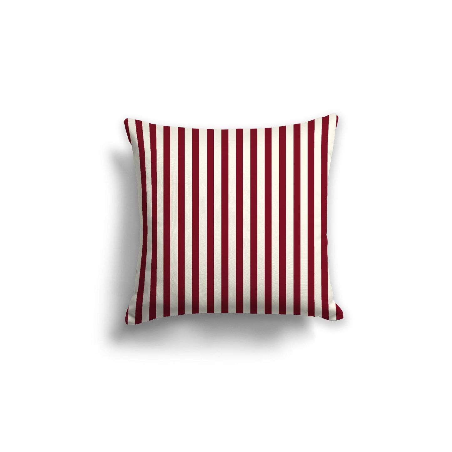 Pale Cream Spun Polyester Throw Pillow with Thin Burgundy Red Bars on Front 18 x 18 inches / 46 x 46 cm