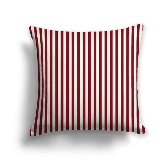 Pale Cream Spun Polyester Throw Pillow with Thin Burgundy Red Bars on Front 26 x 26 inches / 66 x 66 cm