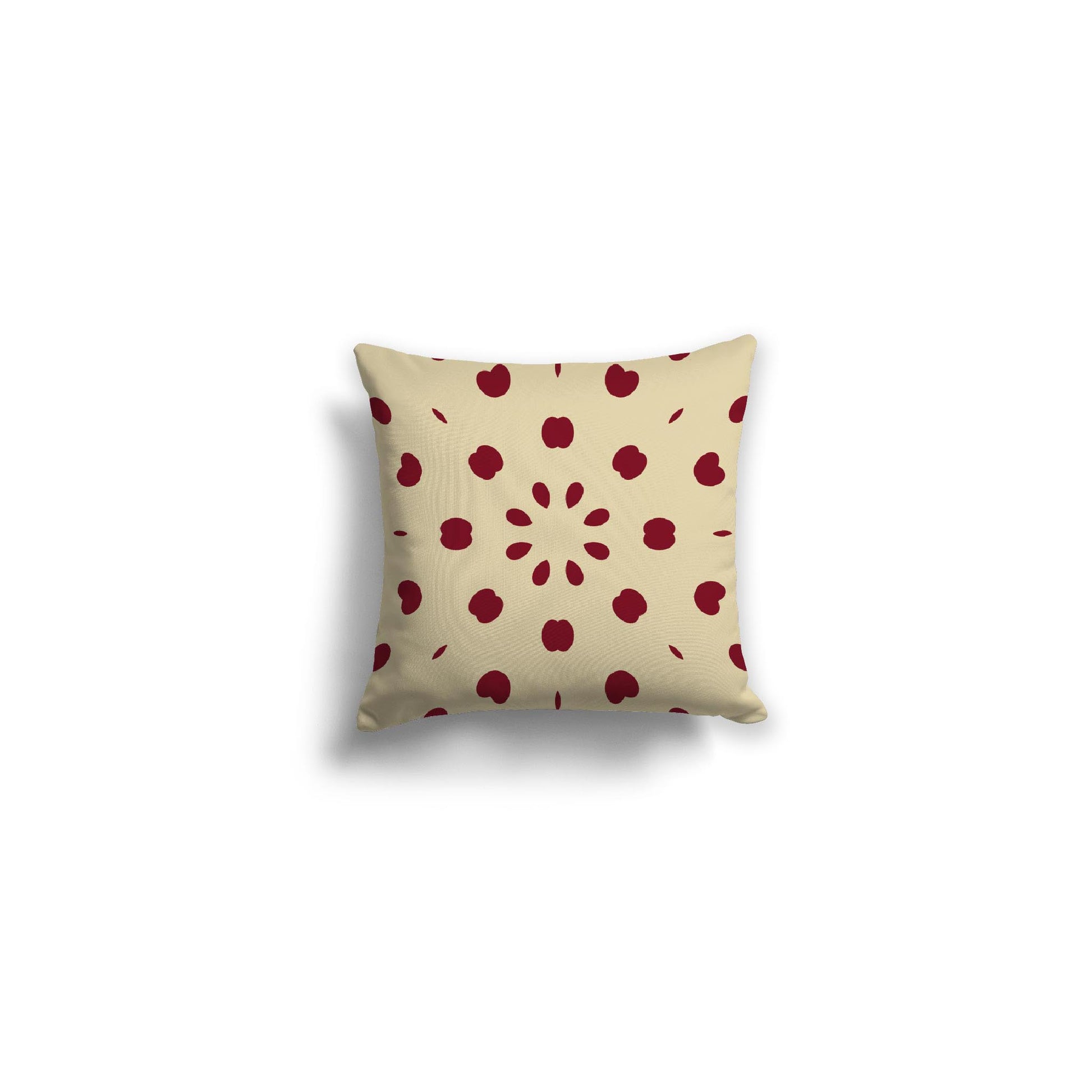 Desert Sand Spun Polyester Throw Pillow with Burgundy Red Burst Pattern on Front 14 x 14 inches / 36 x 36 cm