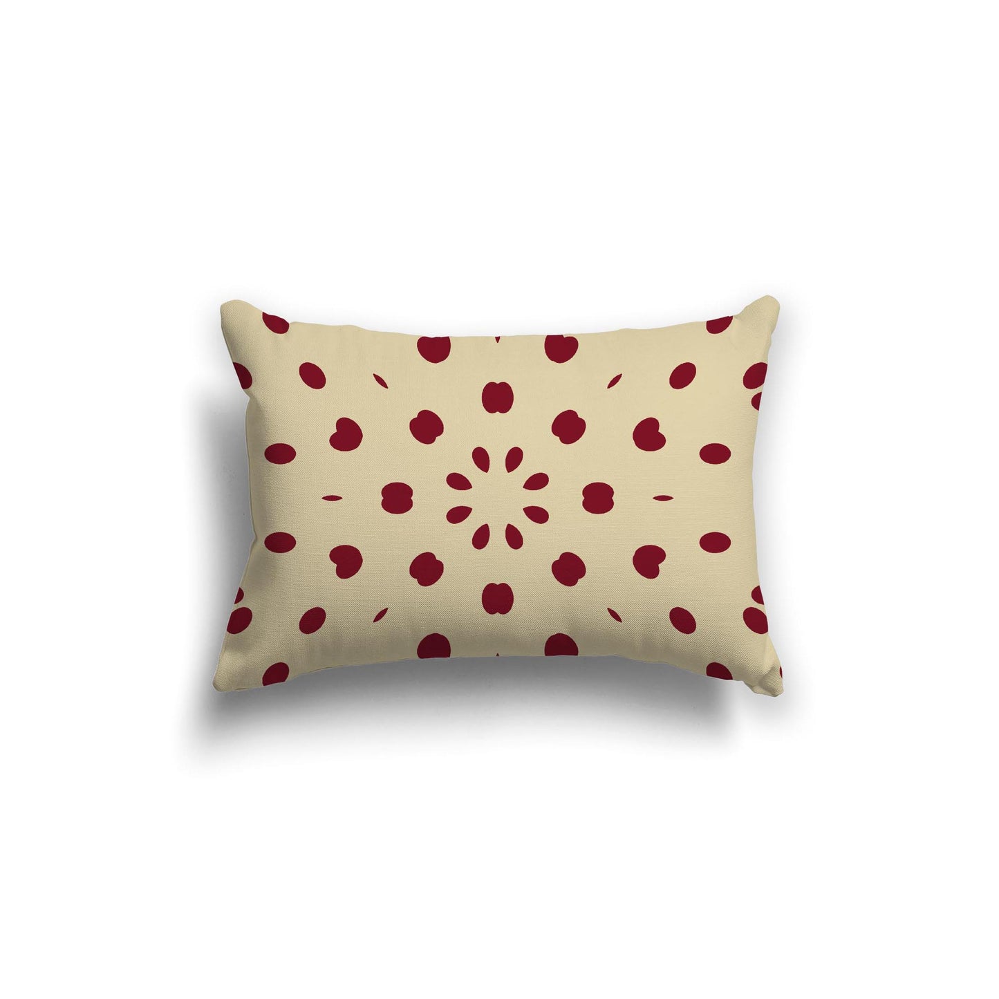 Desert Sand Spun Polyester Throw Pillow with Burgundy Red Burst Pattern on Front 20 x 14 inches / 51 x 36 cm