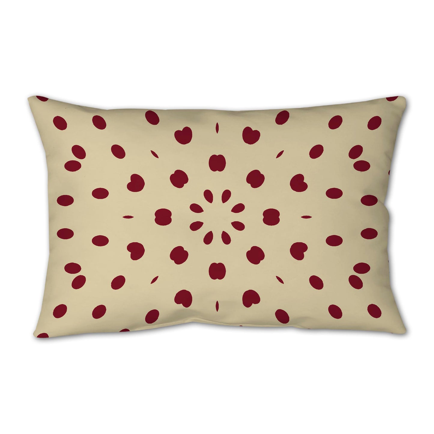 Desert Sand Spun Polyester Throw Pillow with Burgundy Red Burst Pattern on Front 25 x 18 inches / 63.5 x 66 cm